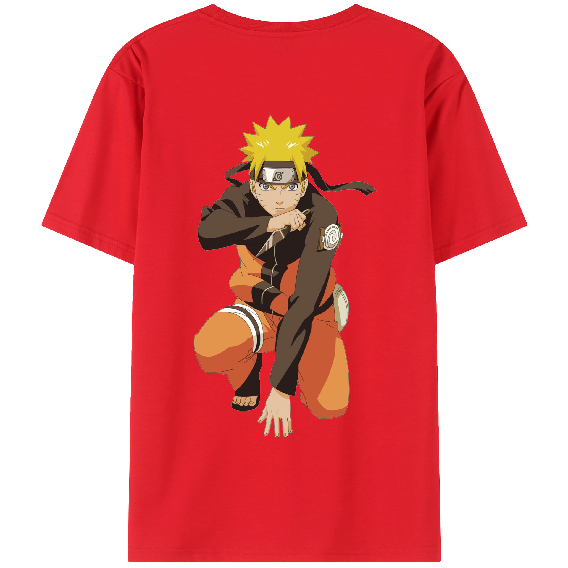 （画像用） NARUTO -ナルト- うずまき ナルト Uzumaki Naruto 綿100％ メンズ半袖Tシャツ（バックプリント） 通気性