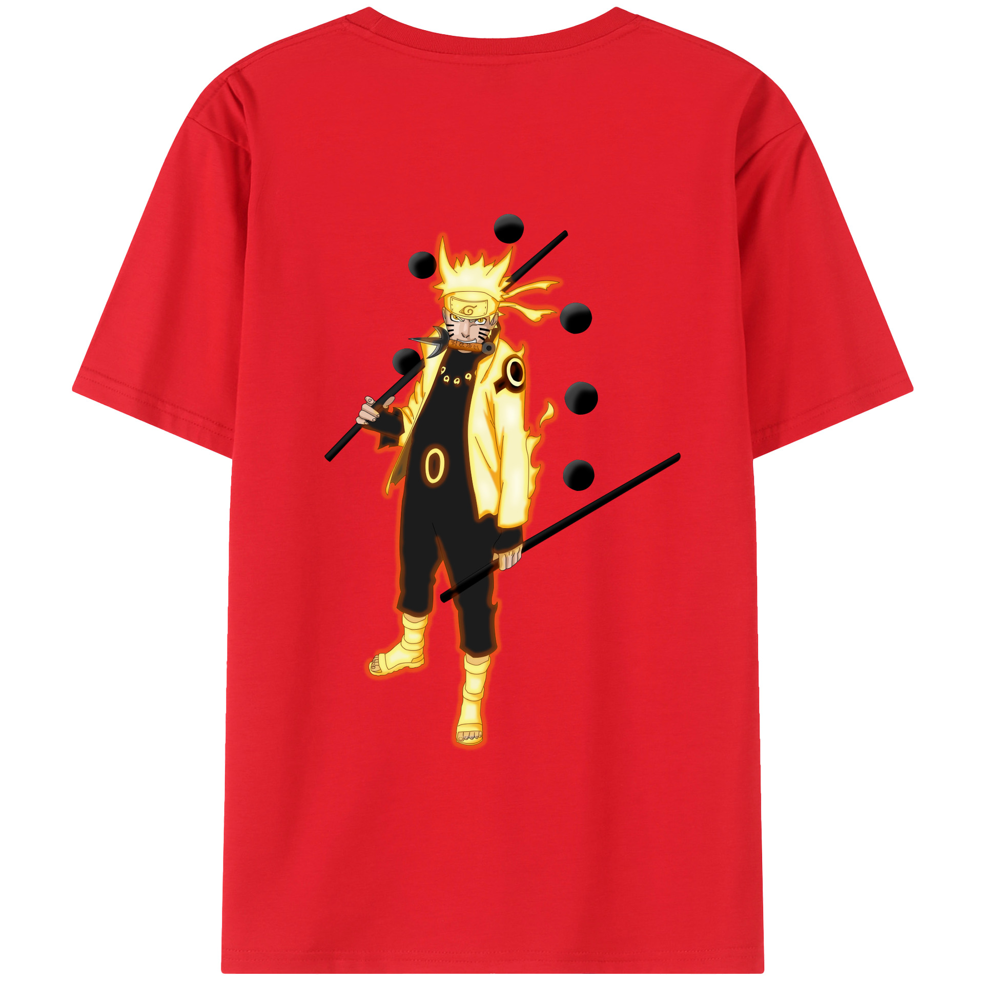 （画像用） NARUTO -ナルト- うずまき ナルト Uzumaki Naruto 綿100％ メンズ半袖Tシャツ（バックプリント） 通気性