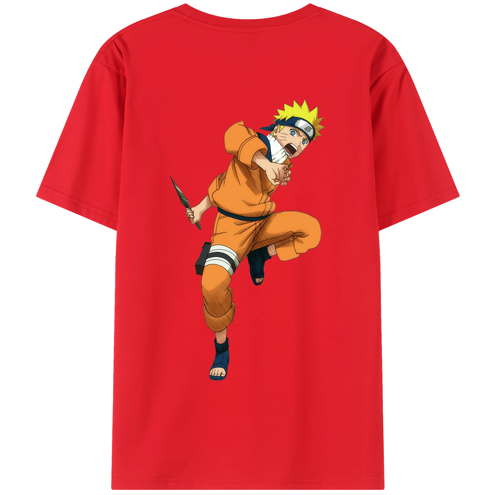 （画像用） NARUTO -ナルト- うずまき ナルト Uzumaki Naruto 綿100％ メンズ半袖Tシャツ（バックプリント） 通気性