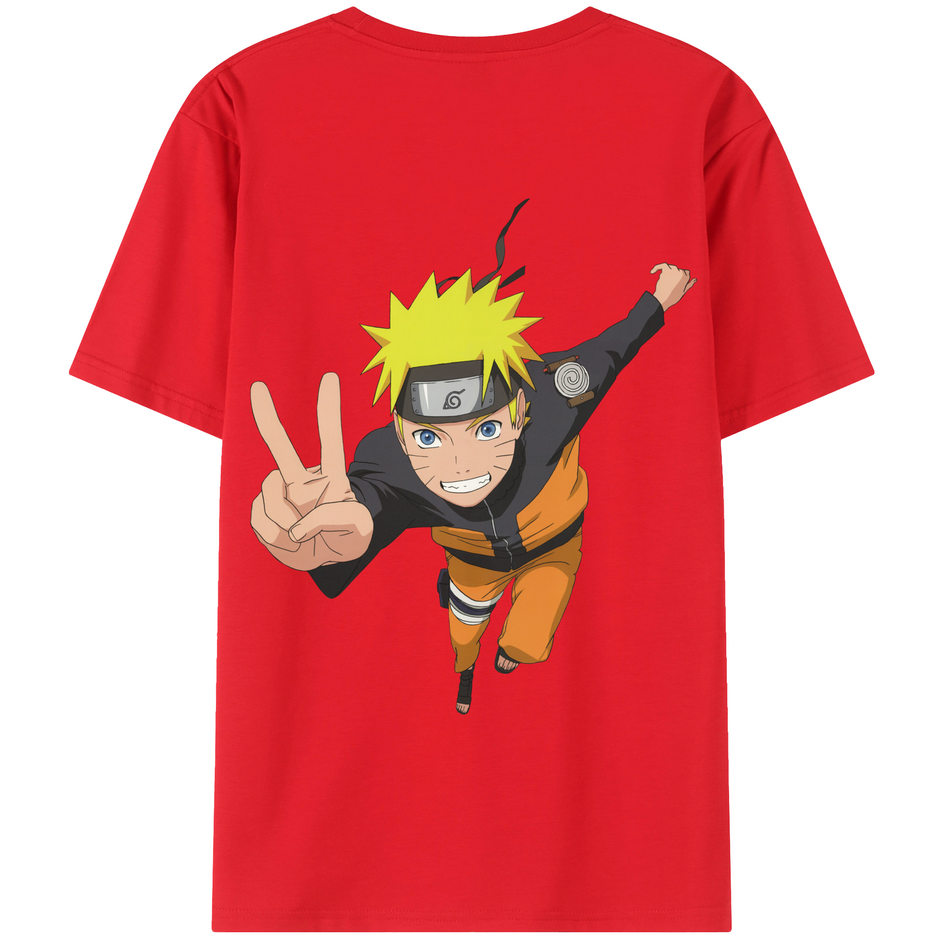 （画像用） NARUTO -ナルト- うずまき ナルト Uzumaki Naruto 綿100％ メンズ半袖Tシャツ（バックプリント） 通気性