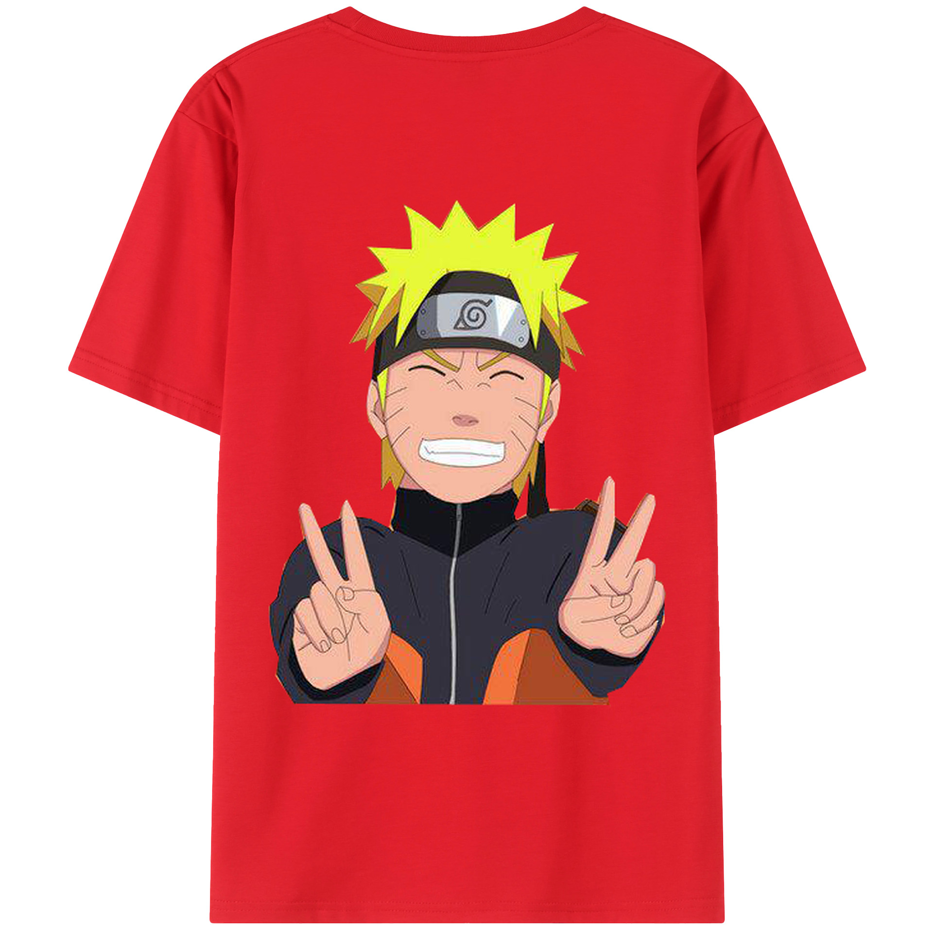 （画像用） NARUTO -ナルト- うずまき ナルト Uzumaki Naruto 綿100％ メンズ半袖Tシャツ（バックプリント） 通気性