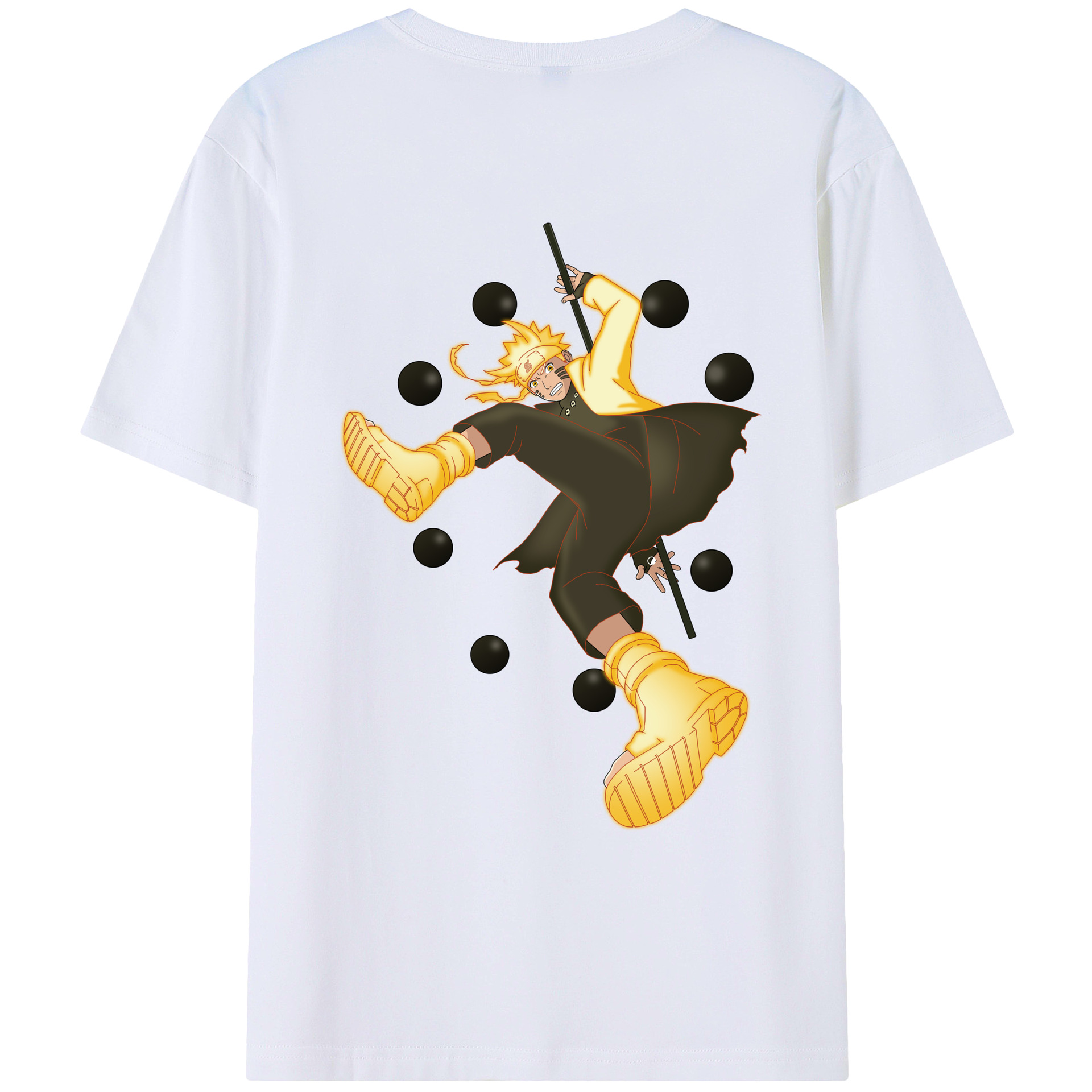 （画像用） NARUTO -ナルト- うずまき ナルト Uzumaki Naruto 綿100％ メンズ半袖Tシャツ（バックプリント） 通気性