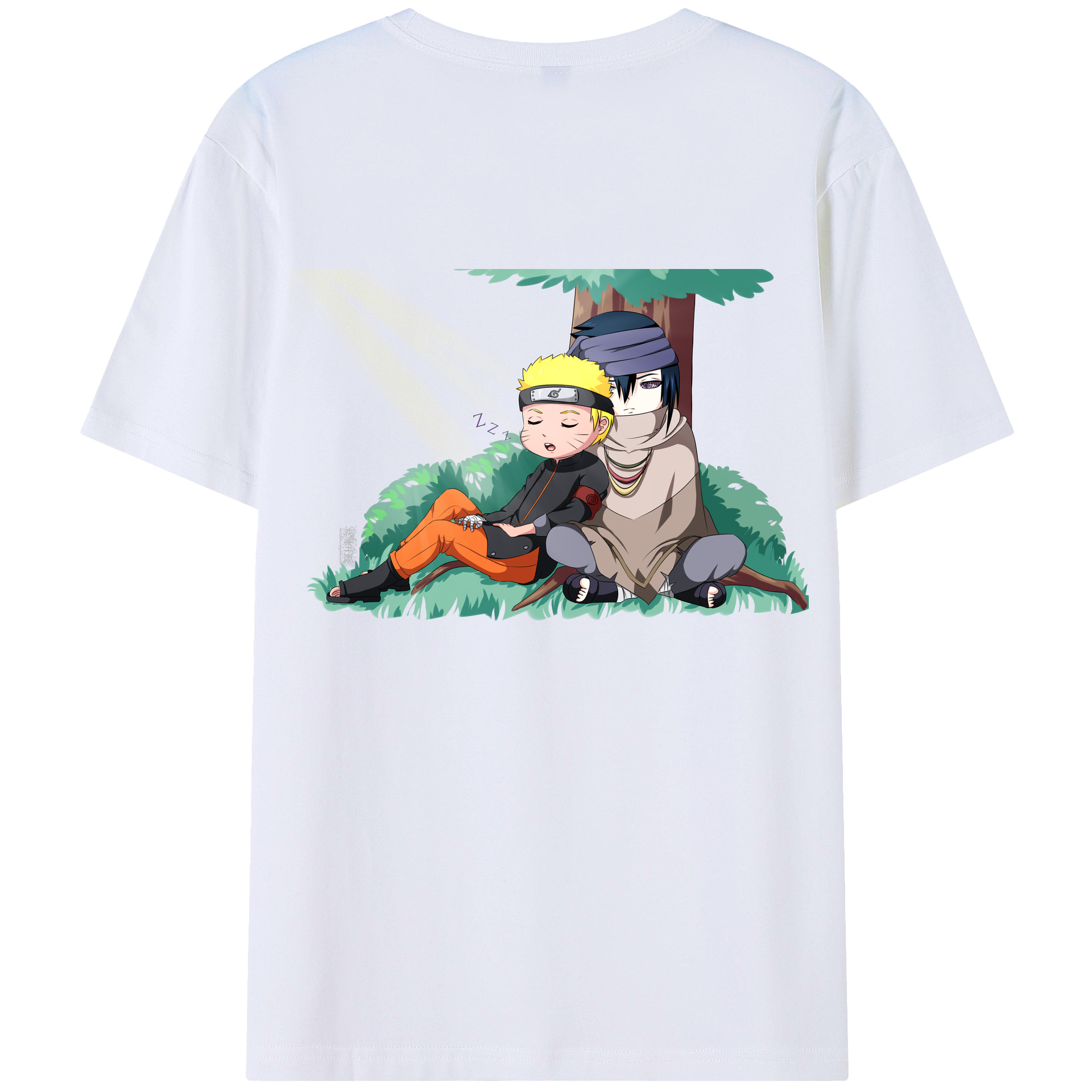 （画像用） NARUTO -ナルト- うずまき ナルト Uzumaki Naruto 綿100％ メンズ半袖Tシャツ（バックプリント） 通気性