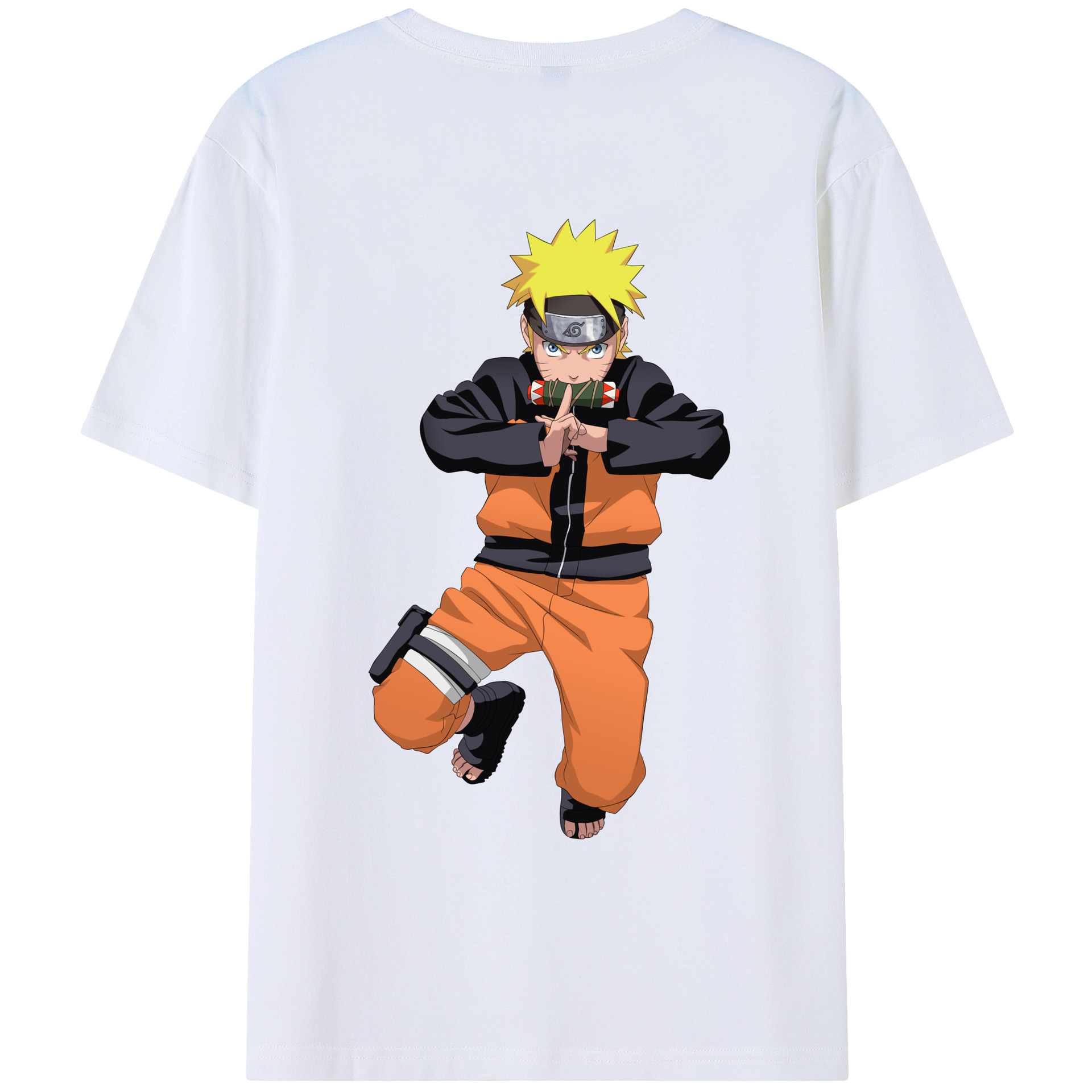 （画像用） NARUTO -ナルト- うずまき ナルト Uzumaki Naruto 綿100％ メンズ半袖Tシャツ（バックプリント） 通気性