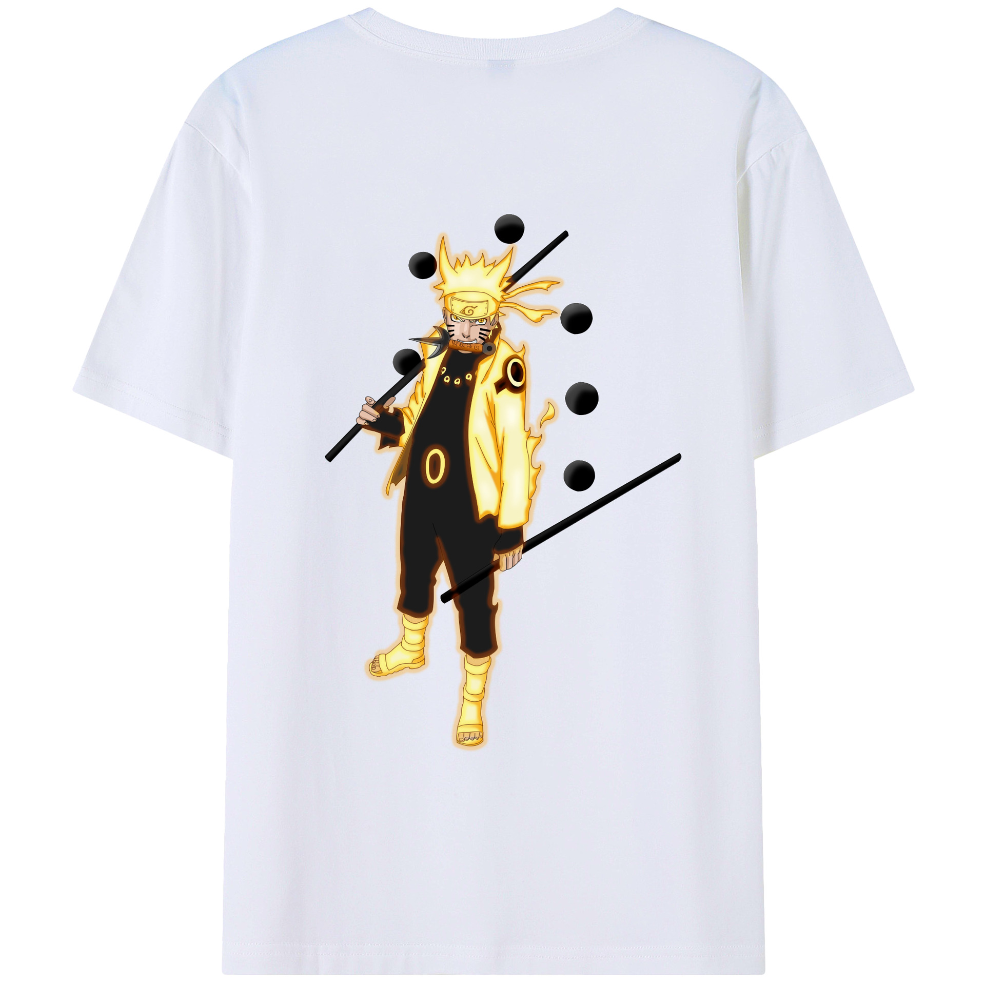 （画像用） NARUTO -ナルト- うずまき ナルト Uzumaki Naruto 綿100％ メンズ半袖Tシャツ（バックプリント） 通気性