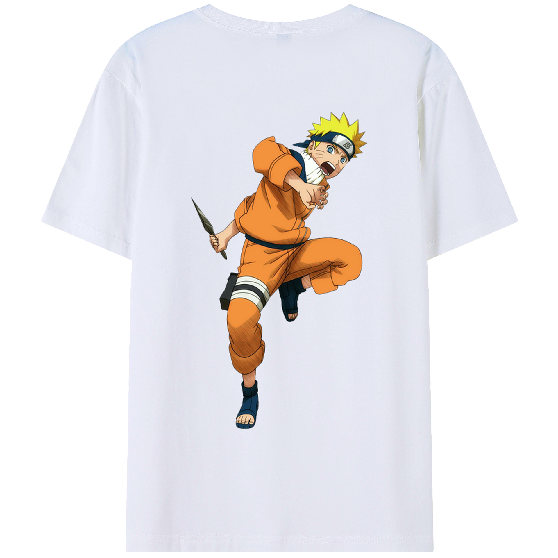 （画像用） NARUTO -ナルト- うずまき ナルト Uzumaki Naruto 綿100％ メンズ半袖Tシャツ（バックプリント） 通気性
