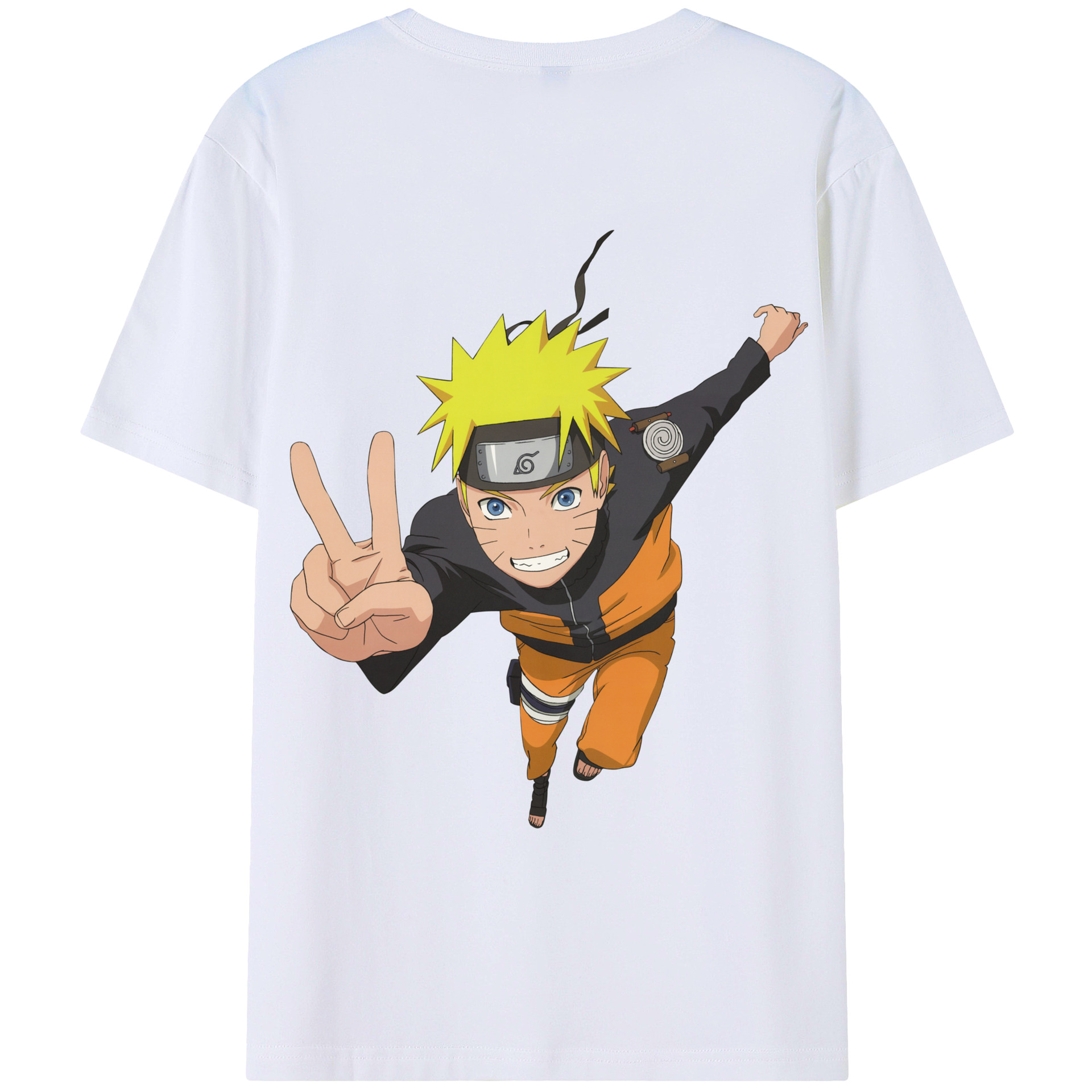 （画像用） NARUTO -ナルト- うずまき ナルト Uzumaki Naruto 綿100％ メンズ半袖Tシャツ（バックプリント） 通気性