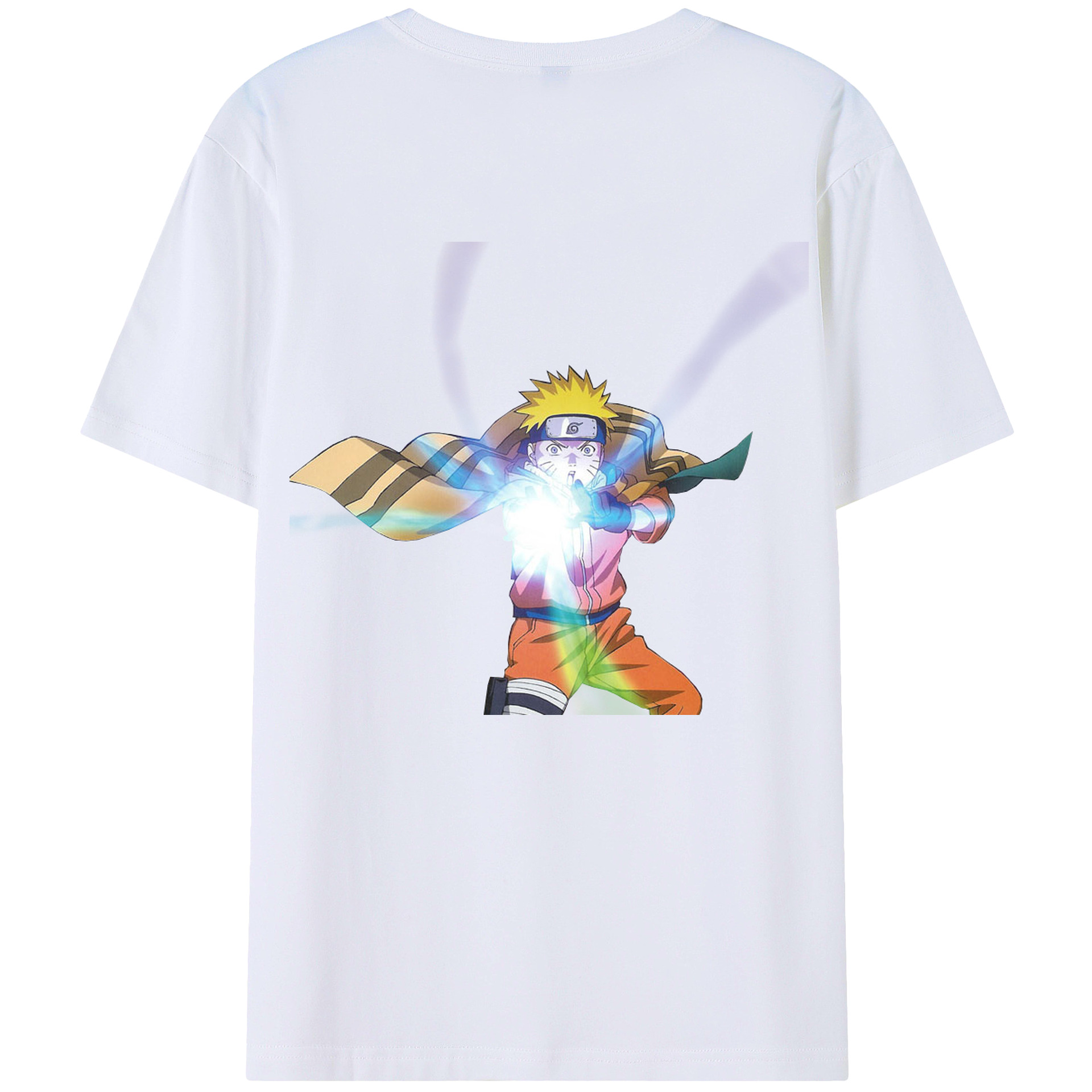 （画像用） NARUTO -ナルト- うずまき ナルト Uzumaki Naruto 綿100％ メンズ半袖Tシャツ（バックプリント） 通気性