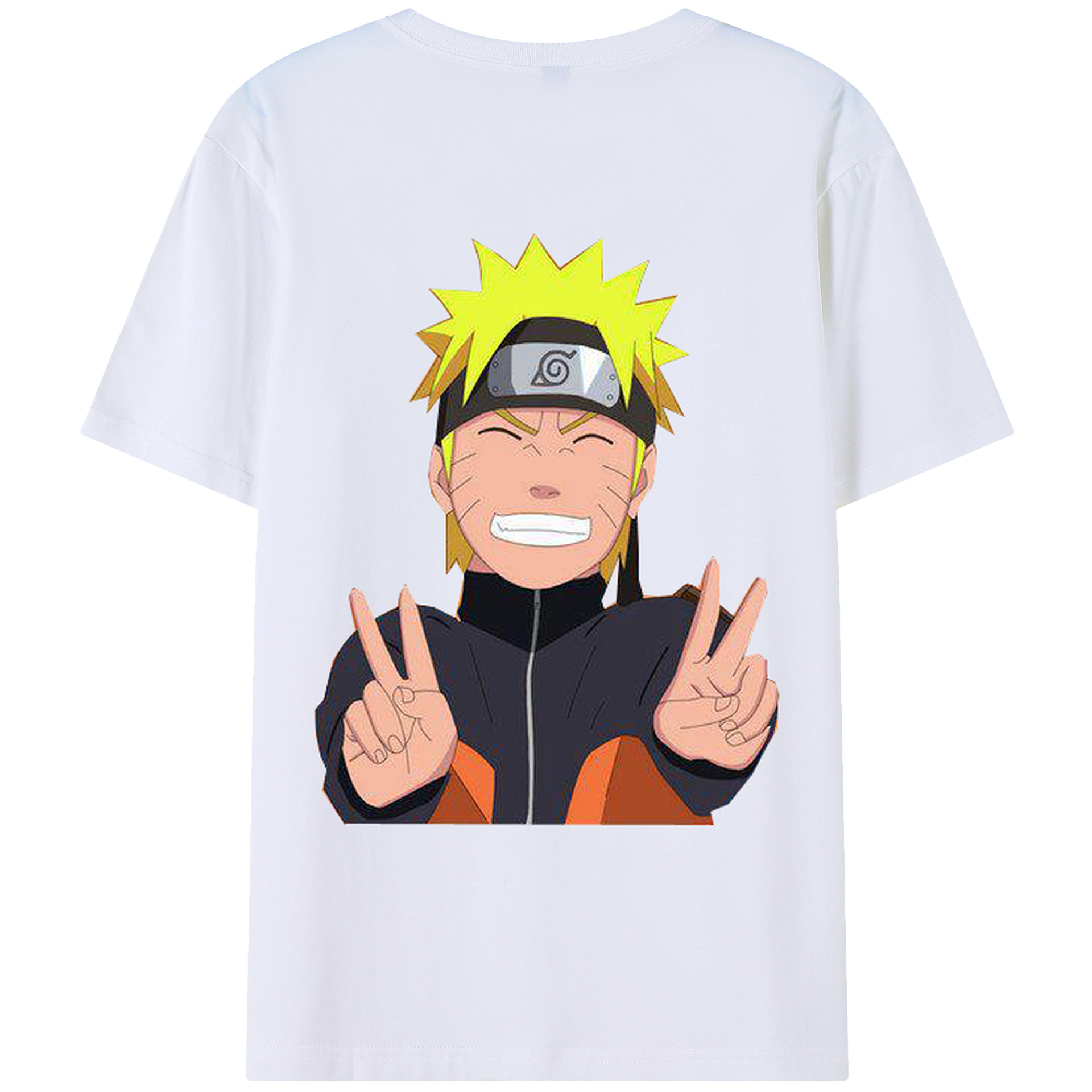 （画像用） NARUTO -ナルト- うずまき ナルト Uzumaki Naruto 綿100％ メンズ半袖Tシャツ（バックプリント） 通気性