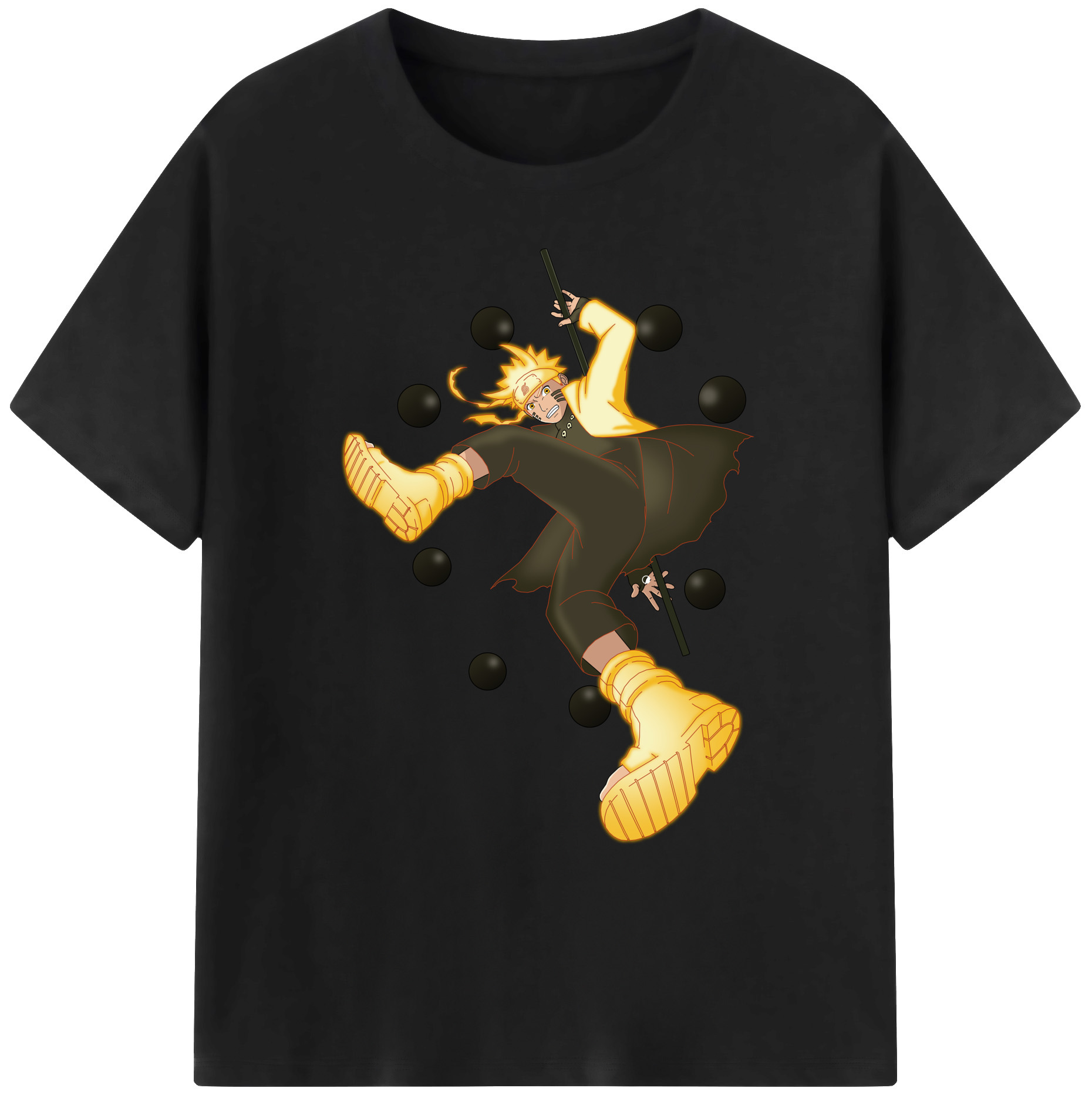 （画像用） NARUTO -ナルト- うずまき ナルト Uzumaki Naruto 綿100％ メンズ半袖Tシャツ｜肌触りやわらか＆通気性