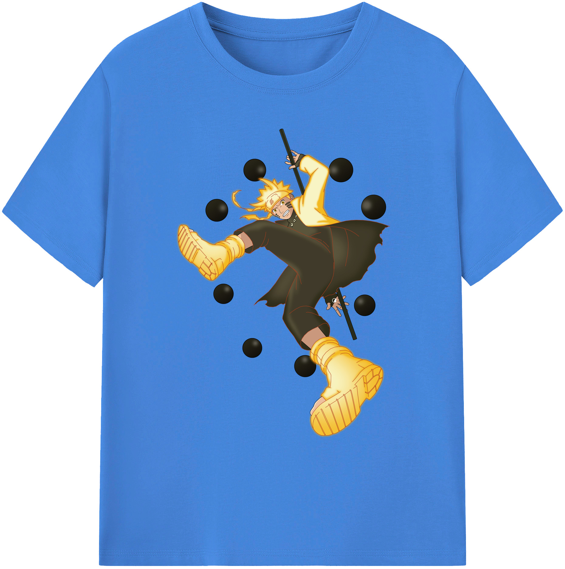 （画像用） NARUTO -ナルト- うずまき ナルト Uzumaki Naruto 綿100％ メンズ半袖Tシャツ｜肌触りやわらか＆通気性