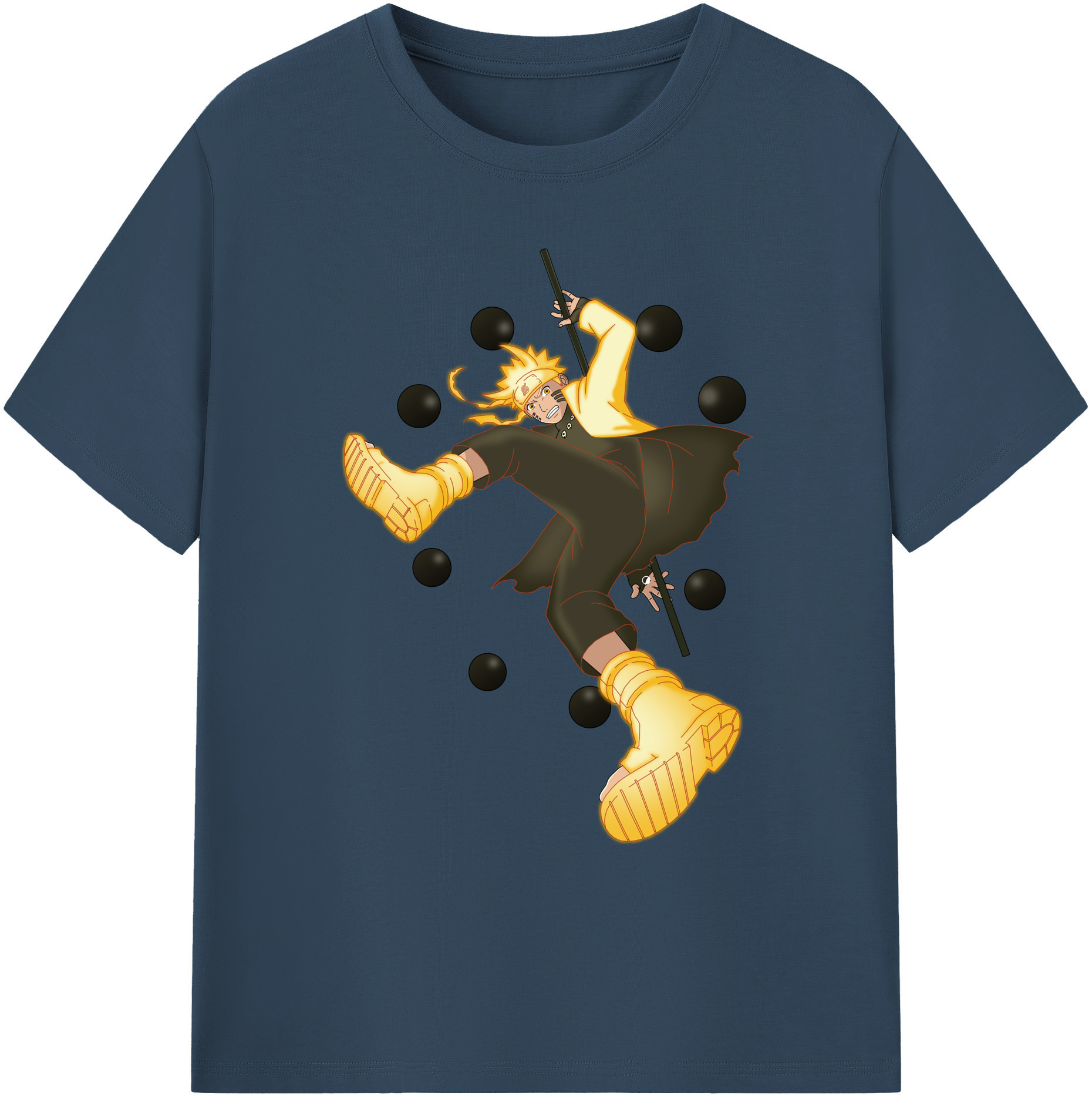 （画像用） NARUTO -ナルト- うずまき ナルト Uzumaki Naruto 綿100％ メンズ半袖Tシャツ｜肌触りやわらか＆通気性