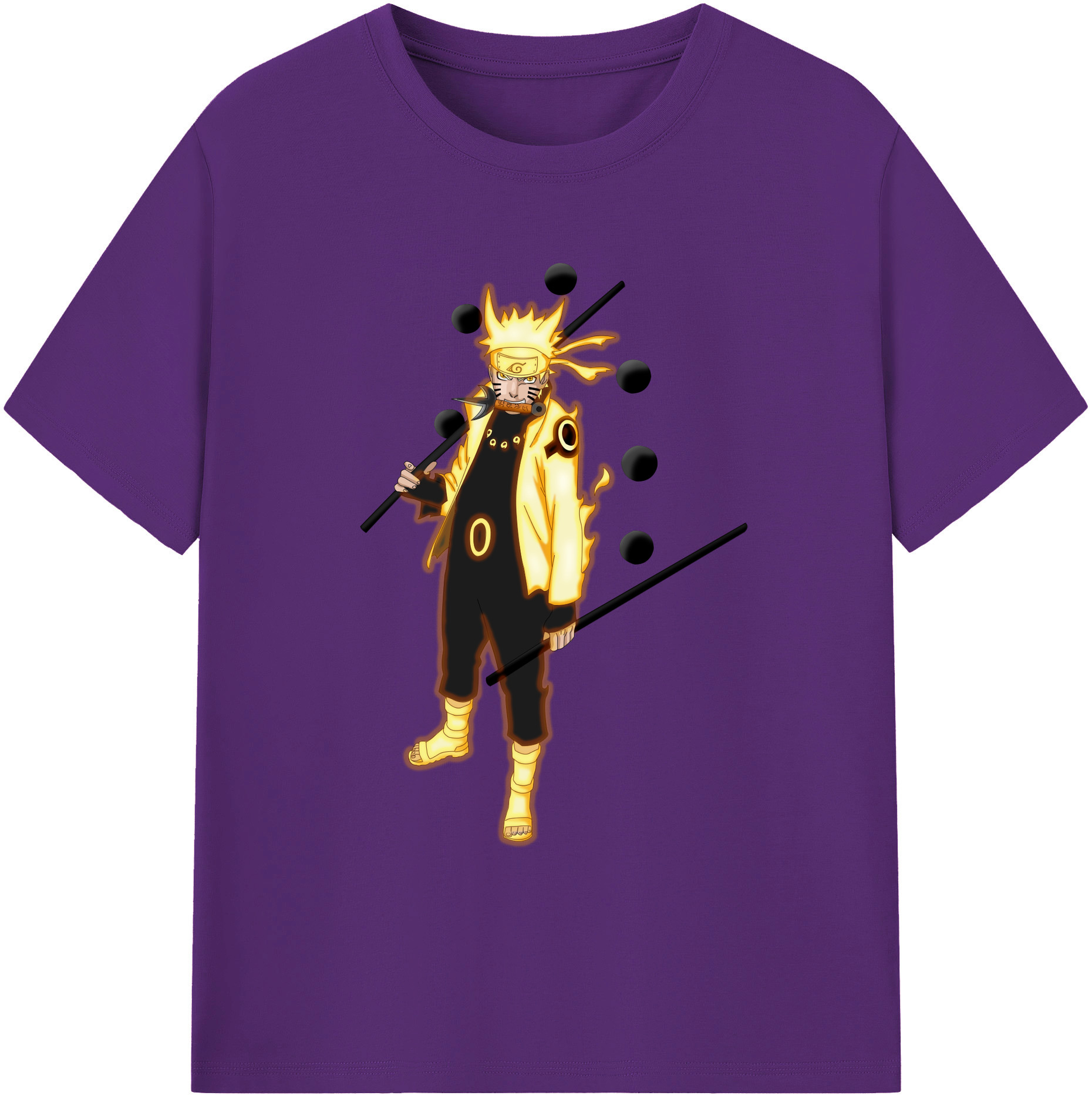 （画像用） NARUTO -ナルト- うずまき ナルト Uzumaki Naruto 綿100％ メンズ半袖Tシャツ｜肌触りやわらか＆通気性