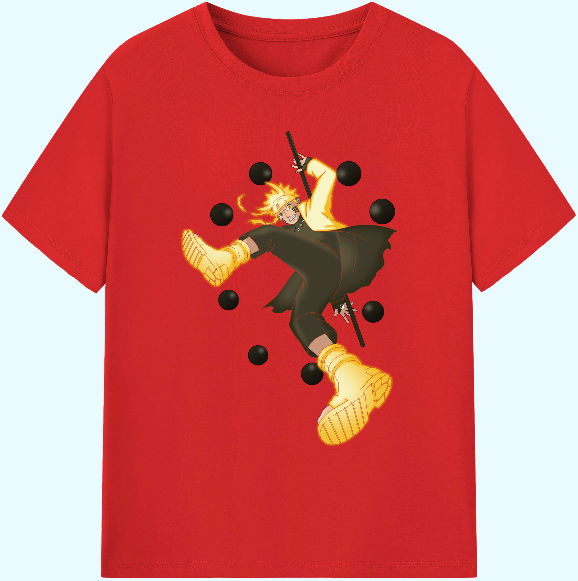 （画像用） NARUTO -ナルト- うずまき ナルト Uzumaki Naruto 綿100％ メンズ半袖Tシャツ｜肌触りやわらか＆通気性