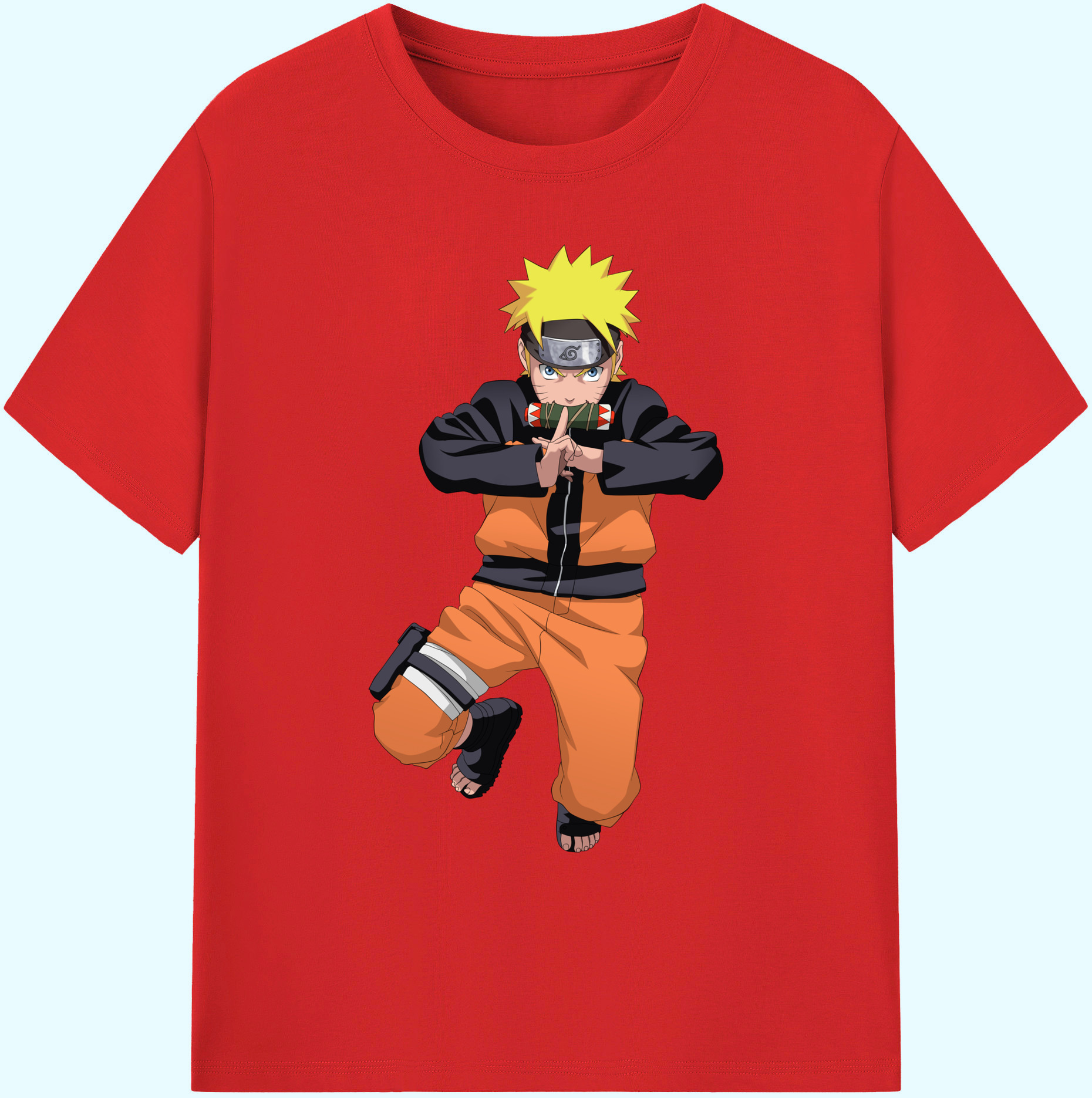 （画像用） NARUTO -ナルト- うずまき ナルト Uzumaki Naruto 綿100％ メンズ半袖Tシャツ｜肌触りやわらか＆通気性