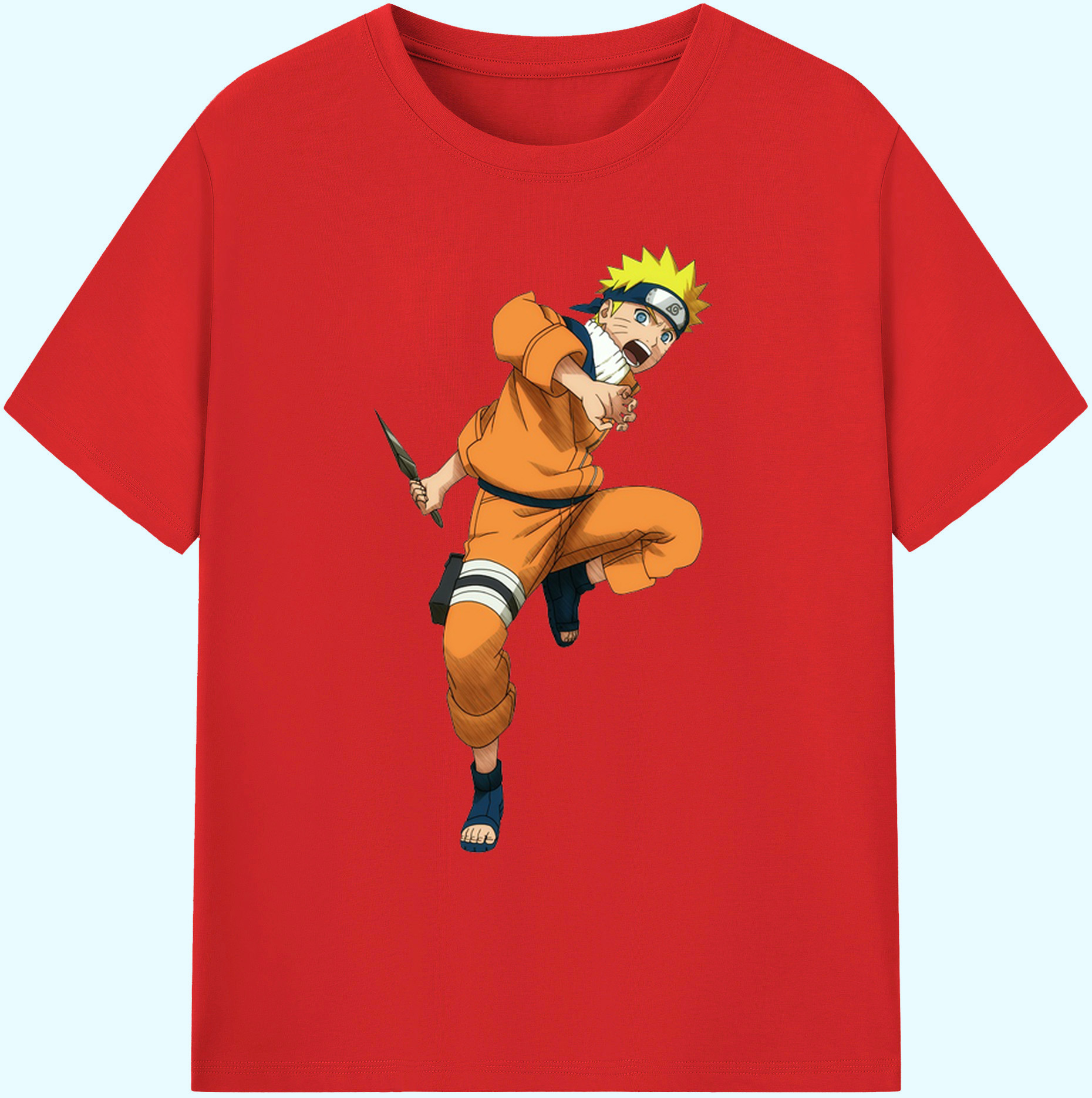 （画像用） NARUTO -ナルト- うずまき ナルト Uzumaki Naruto 綿100％ メンズ半袖Tシャツ｜肌触りやわらか＆通気性