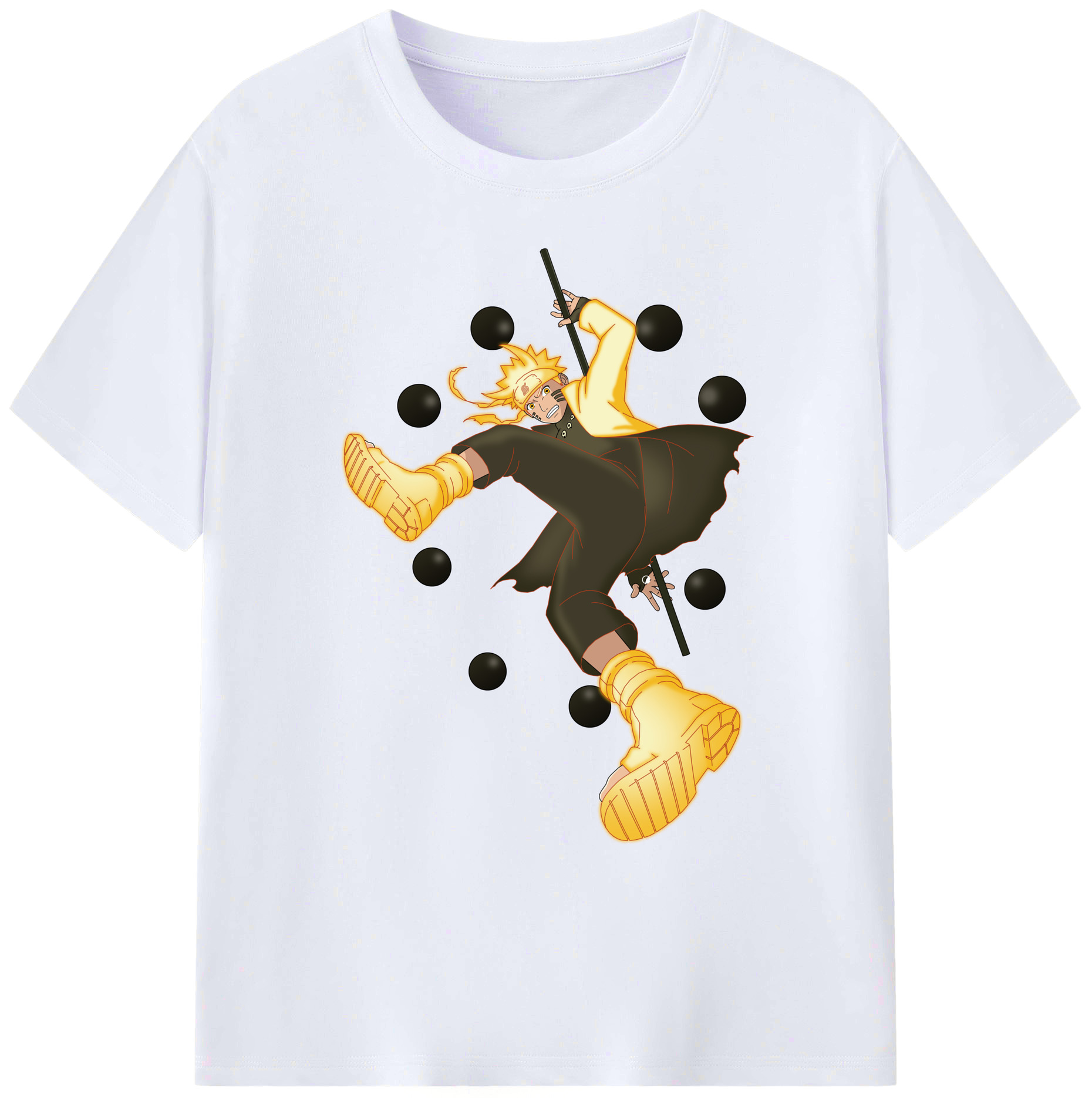 （画像用） NARUTO -ナルト- うずまき ナルト Uzumaki Naruto 綿100％ メンズ半袖Tシャツ｜肌触りやわらか＆通気性