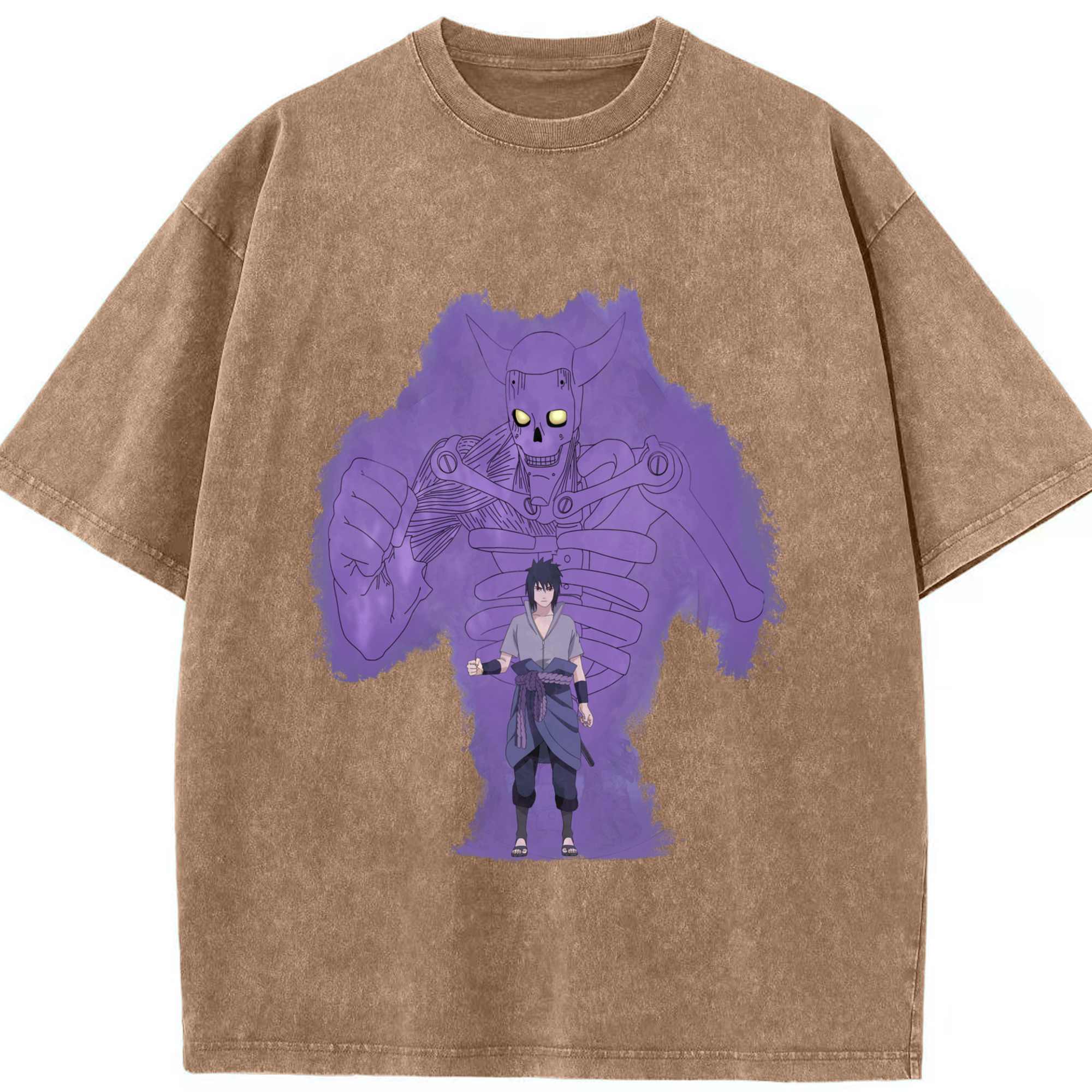 （画像用） NARUTO -ナルト- うちは サスケ Uchiha Sasuke 綿100% ヴィンテージ風 半袖Tシャツ（フロントプリント）