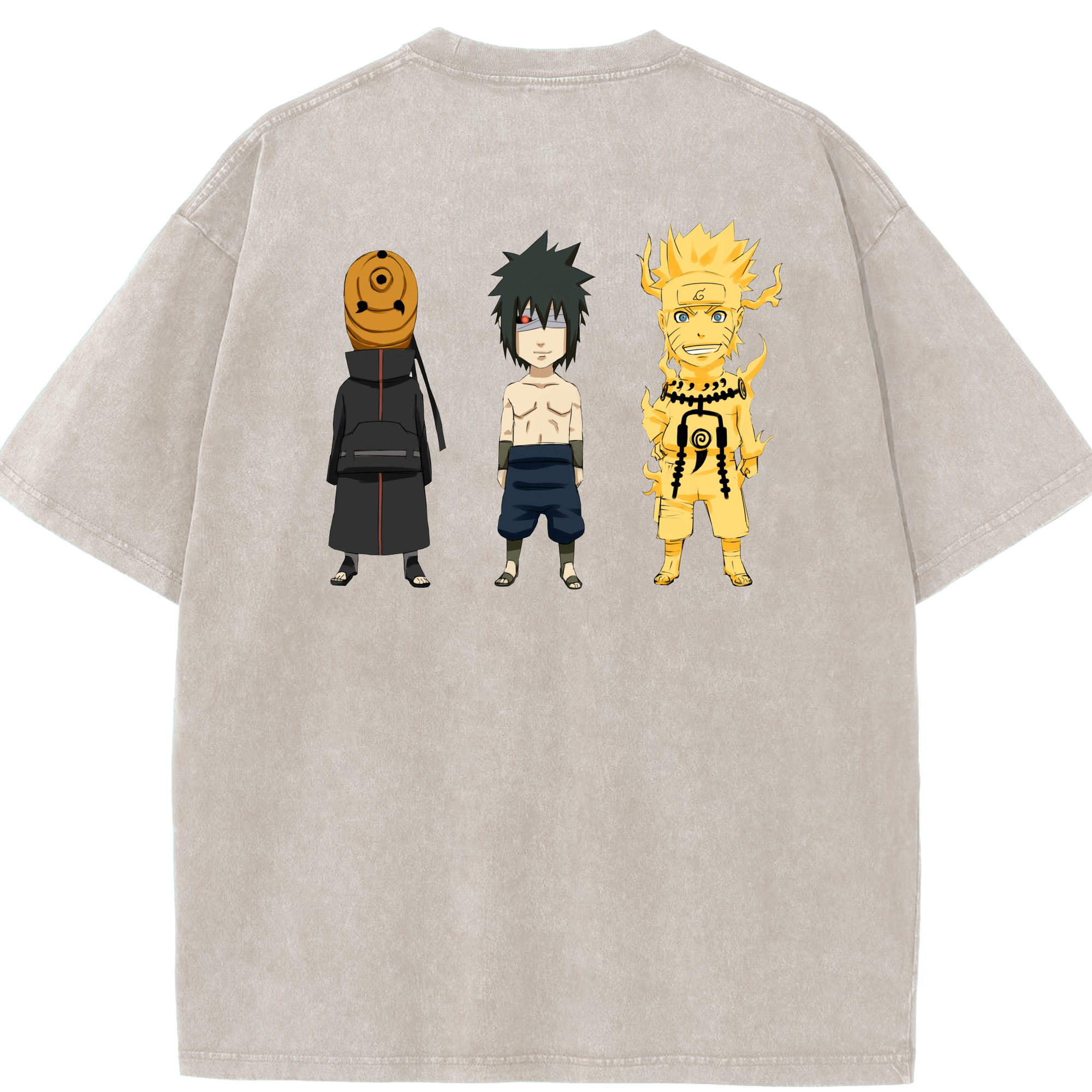 （画像用） NARUTO -ナルト- うちは サスケ Uchiha Sasuke 綿100% ヴィンテージ風 半袖Tシャツ（背面プリント）
