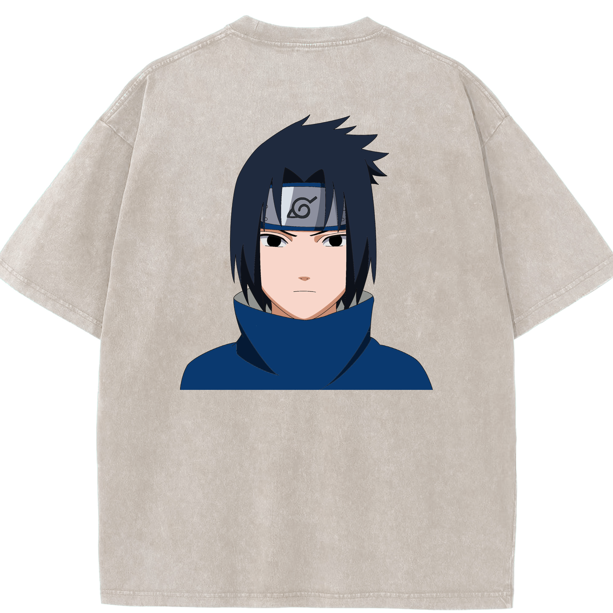 （画像用） NARUTO -ナルト- うちは サスケ Uchiha Sasuke 綿100% ヴィンテージ風 半袖Tシャツ（背面プリント）