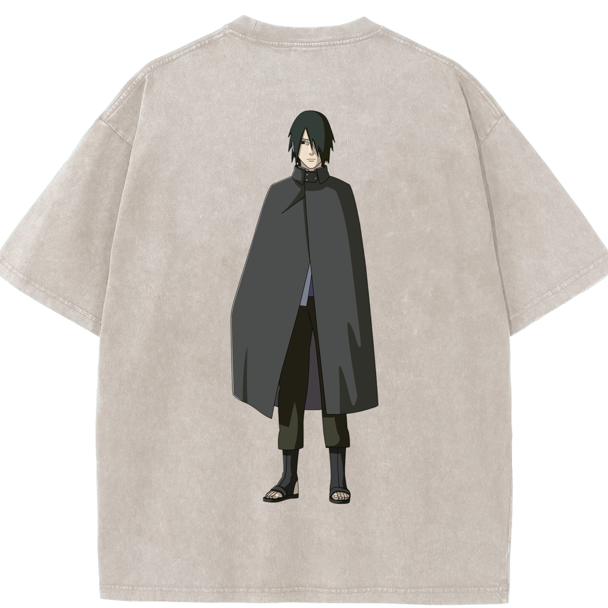 （画像用） NARUTO -ナルト- うちは サスケ Uchiha Sasuke 綿100% ヴィンテージ風 半袖Tシャツ（背面プリント）