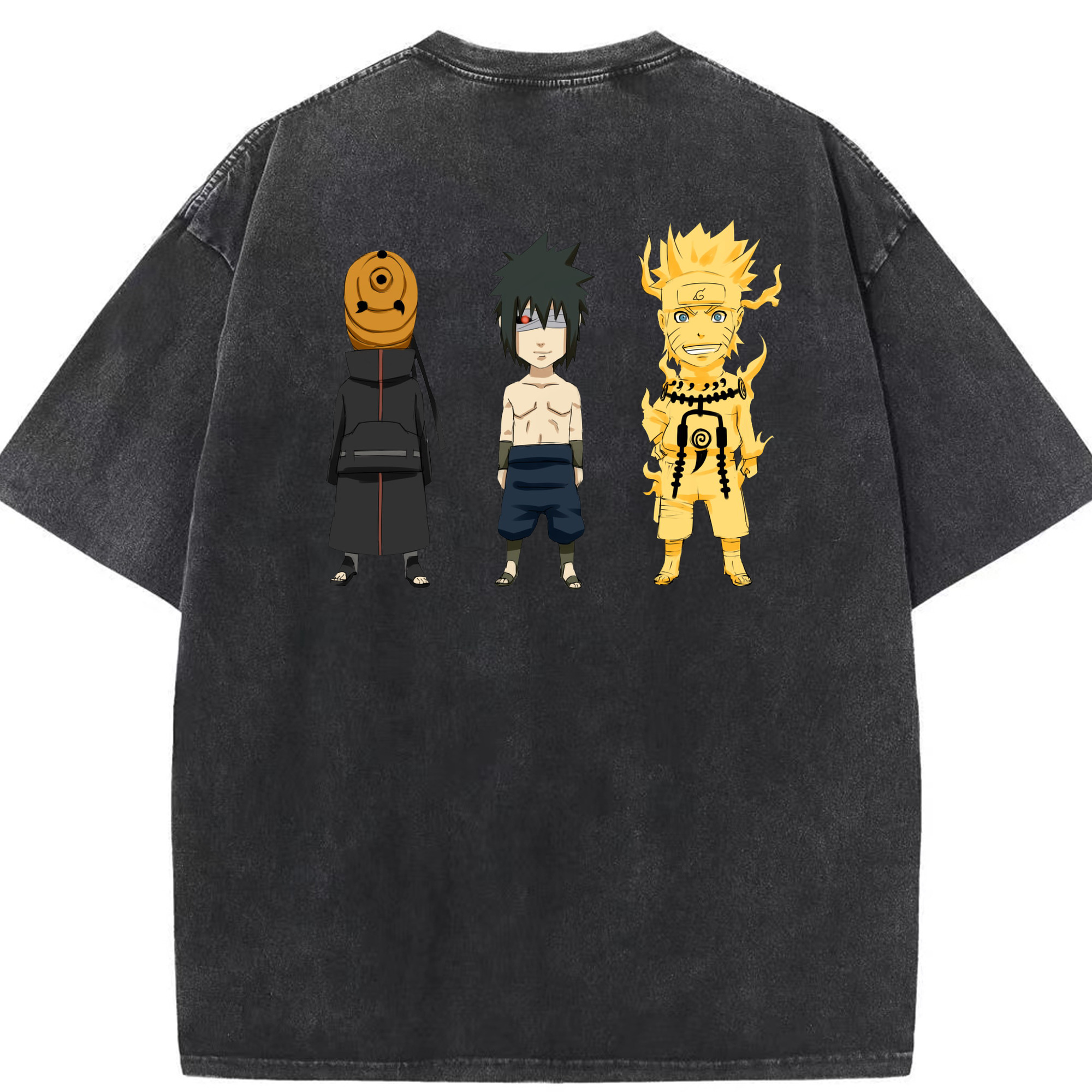 （画像用） NARUTO -ナルト- うちは サスケ Uchiha Sasuke 綿100% ヴィンテージ風 半袖Tシャツ（背面プリント）