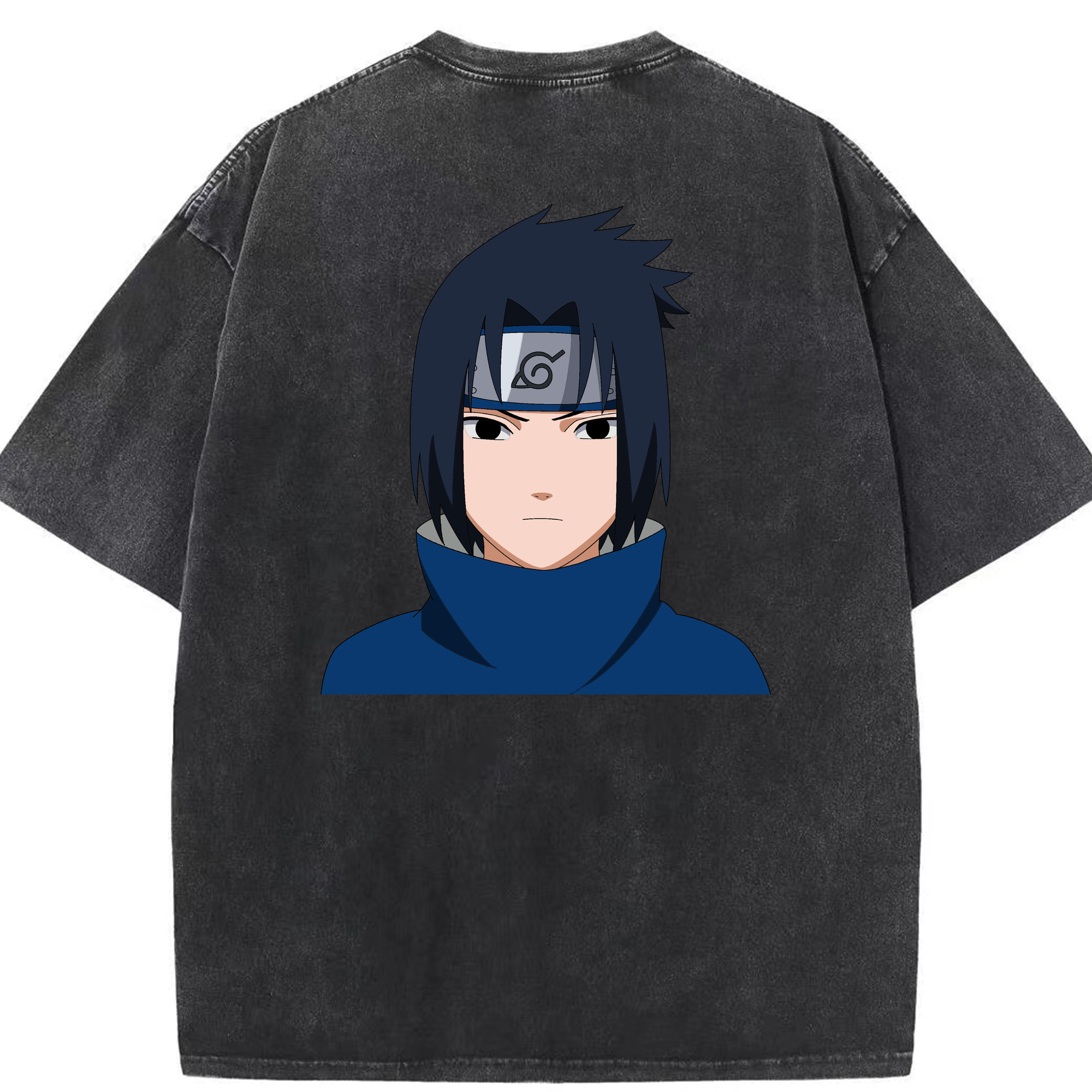 （画像用） NARUTO -ナルト- うちは サスケ Uchiha Sasuke 綿100% ヴィンテージ風 半袖Tシャツ（背面プリント）
