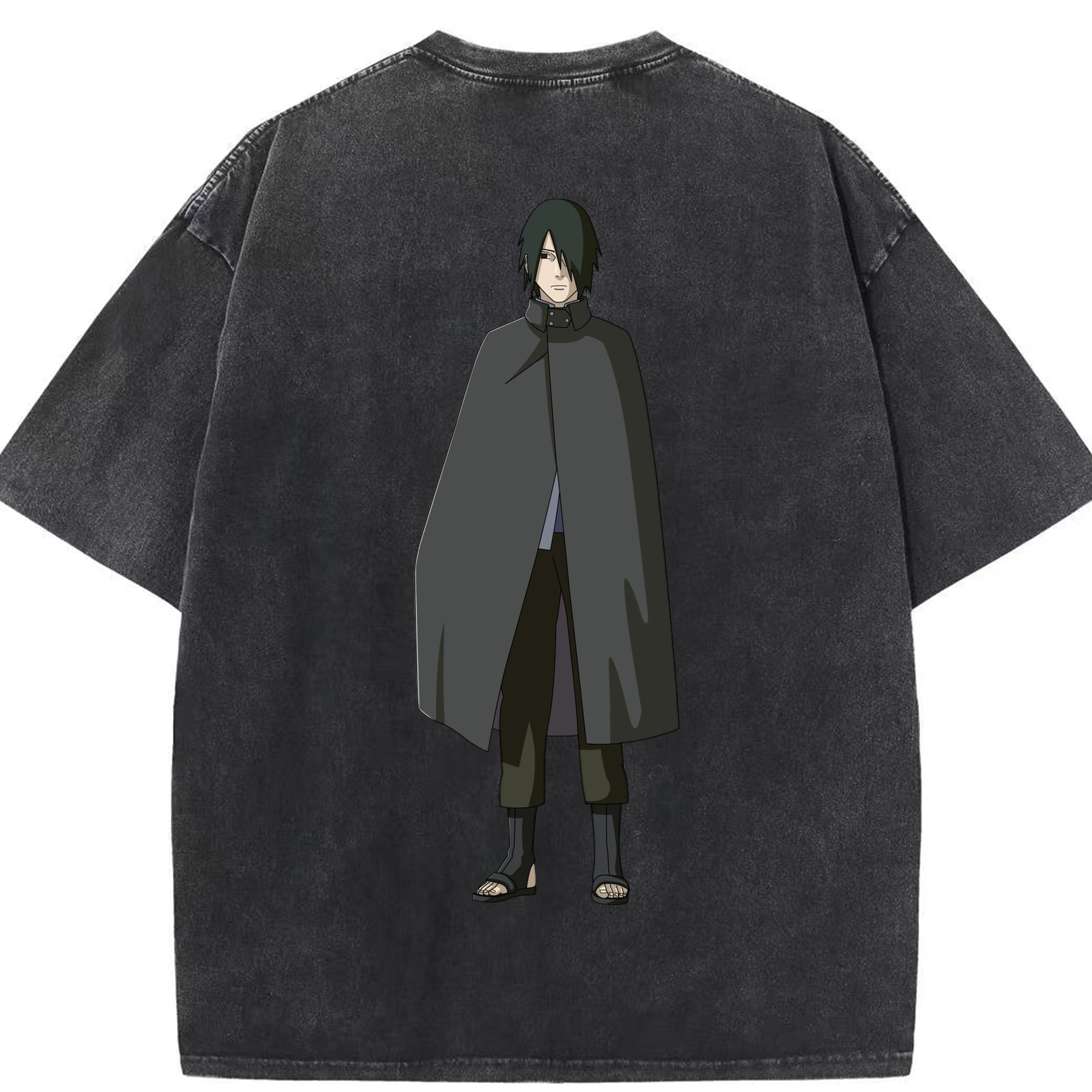 （画像用） NARUTO -ナルト- うちは サスケ Uchiha Sasuke 綿100% ヴィンテージ風 半袖Tシャツ（背面プリント）