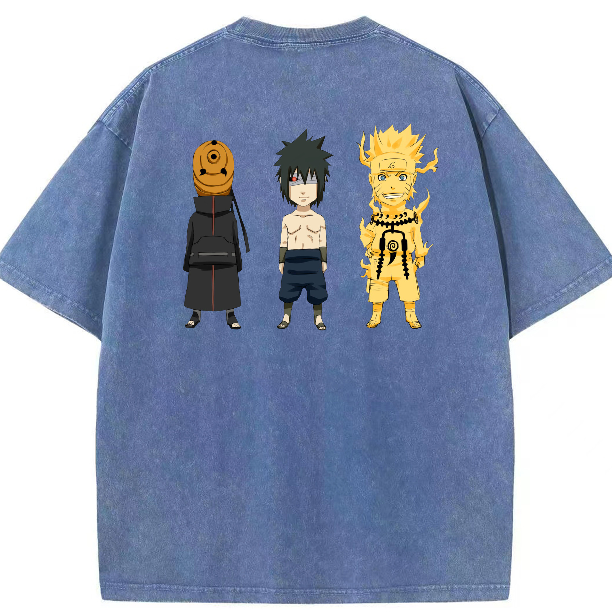 （画像用） NARUTO -ナルト- うちは サスケ Uchiha Sasuke 綿100% ヴィンテージ風 半袖Tシャツ（背面プリント）