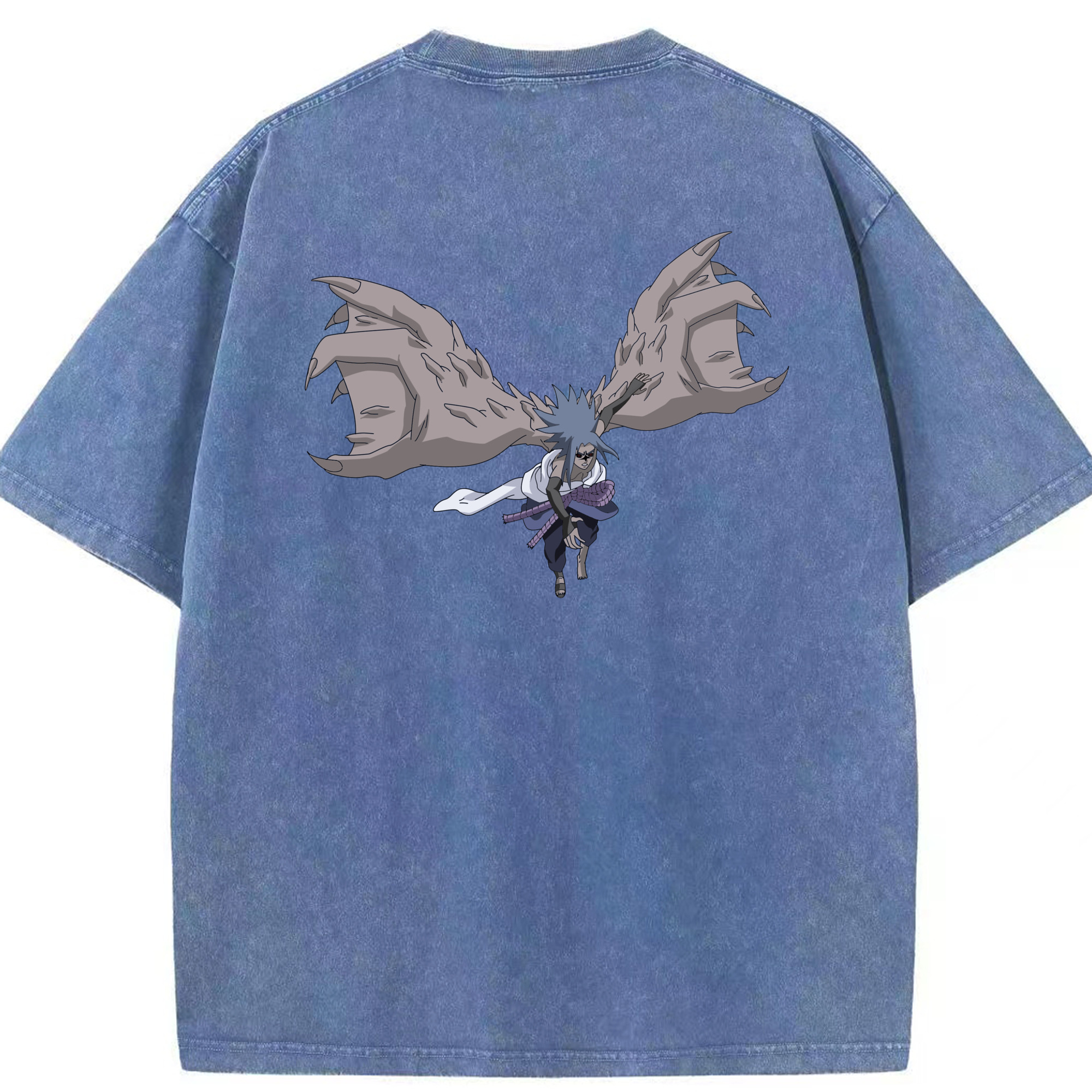 （画像用） NARUTO -ナルト- うちは サスケ Uchiha Sasuke 綿100% ヴィンテージ風 半袖Tシャツ（背面プリント）