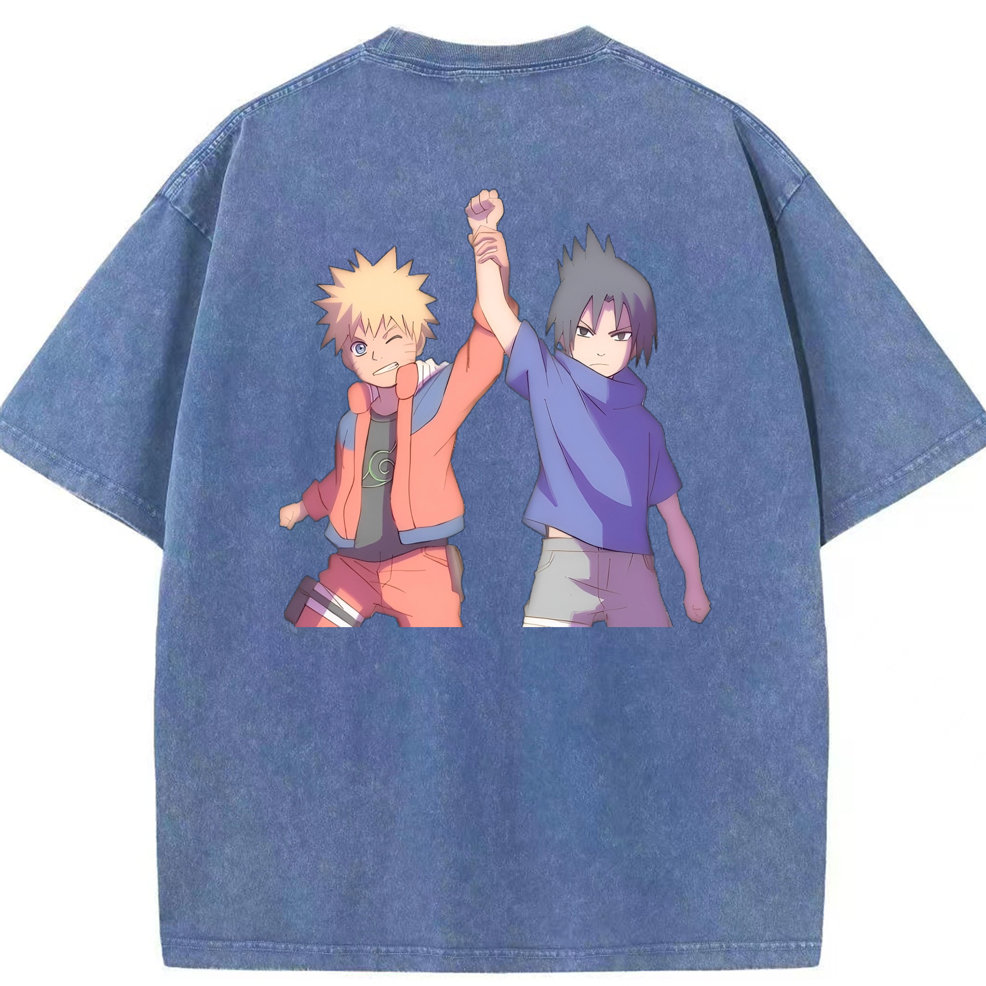 （画像用） NARUTO -ナルト- うちは サスケ Uchiha Sasuke 綿100% ヴィンテージ風 半袖Tシャツ（背面プリント）