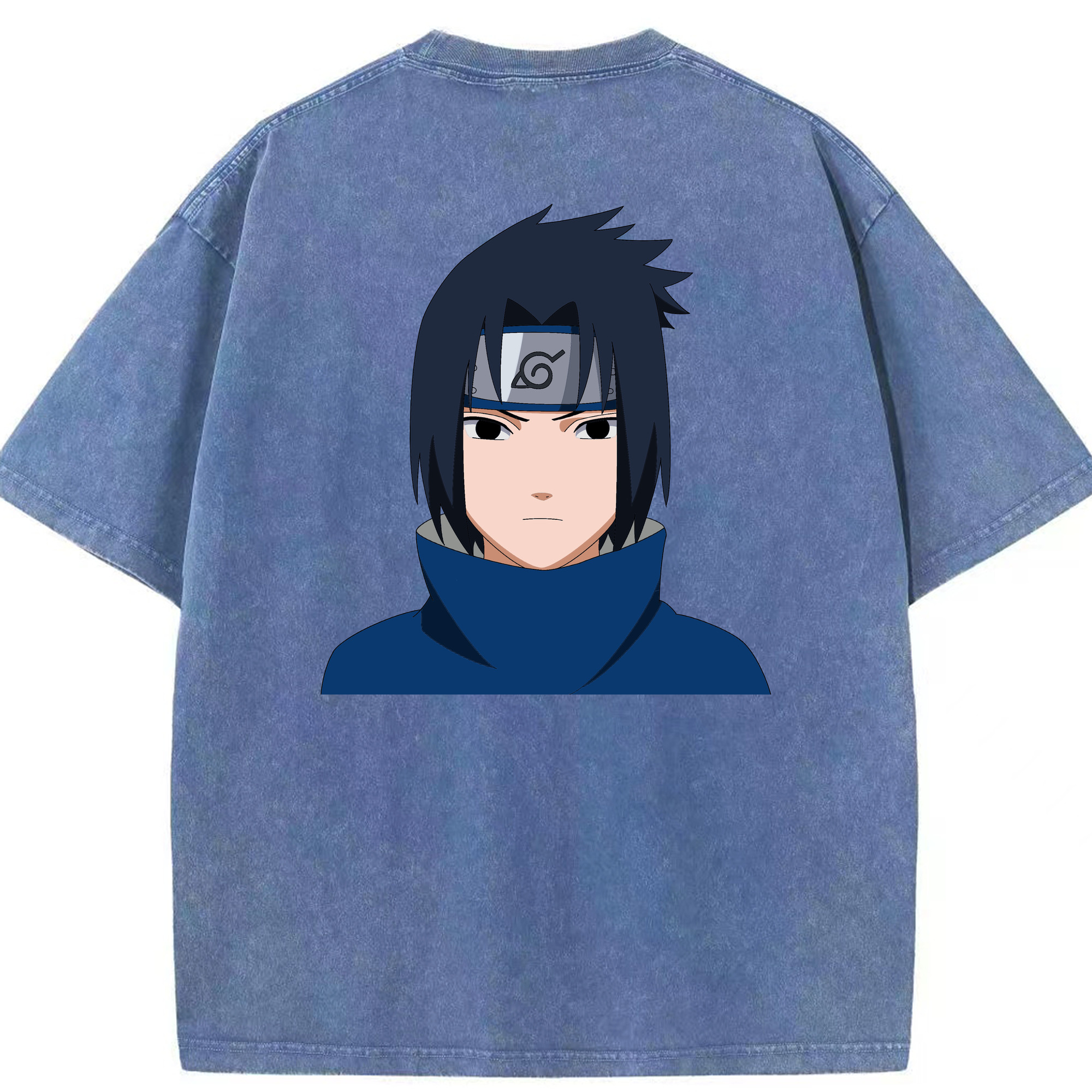 （画像用） NARUTO -ナルト- うちは サスケ Uchiha Sasuke 綿100% ヴィンテージ風 半袖Tシャツ（背面プリント）