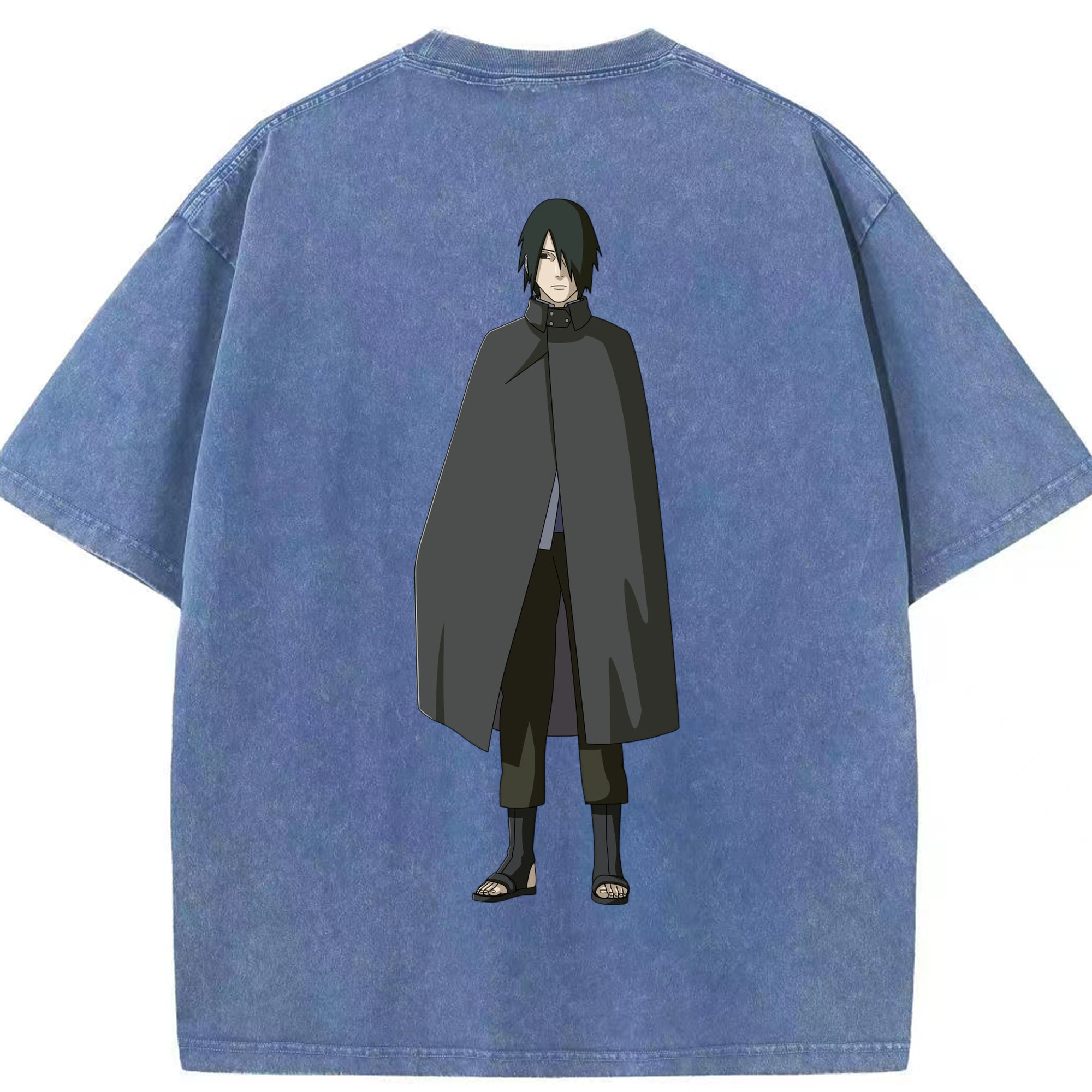 （画像用） NARUTO -ナルト- うちは サスケ Uchiha Sasuke 綿100% ヴィンテージ風 半袖Tシャツ（背面プリント）