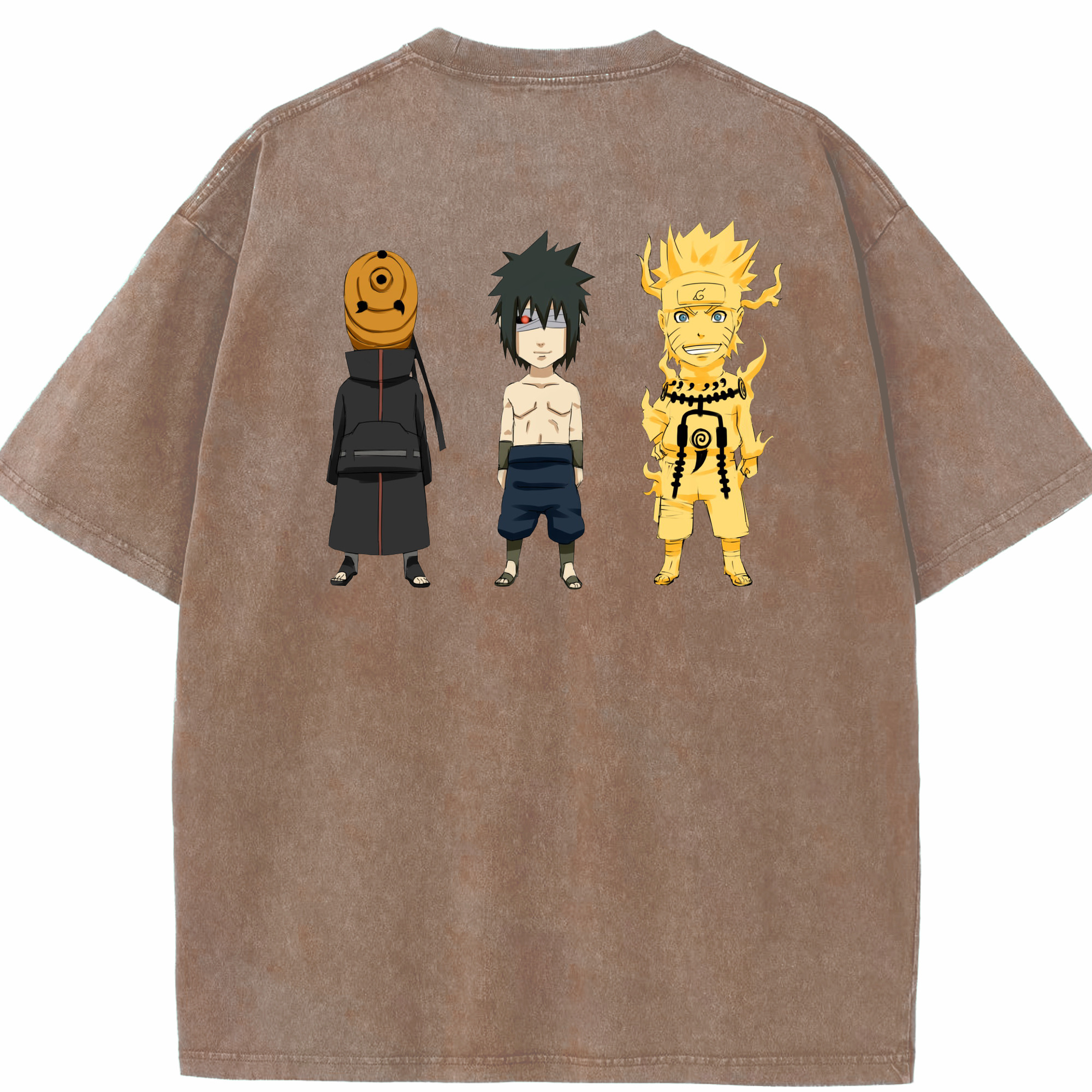 （画像用） NARUTO -ナルト- うちは サスケ Uchiha Sasuke 綿100% ヴィンテージ風 半袖Tシャツ（背面プリント）