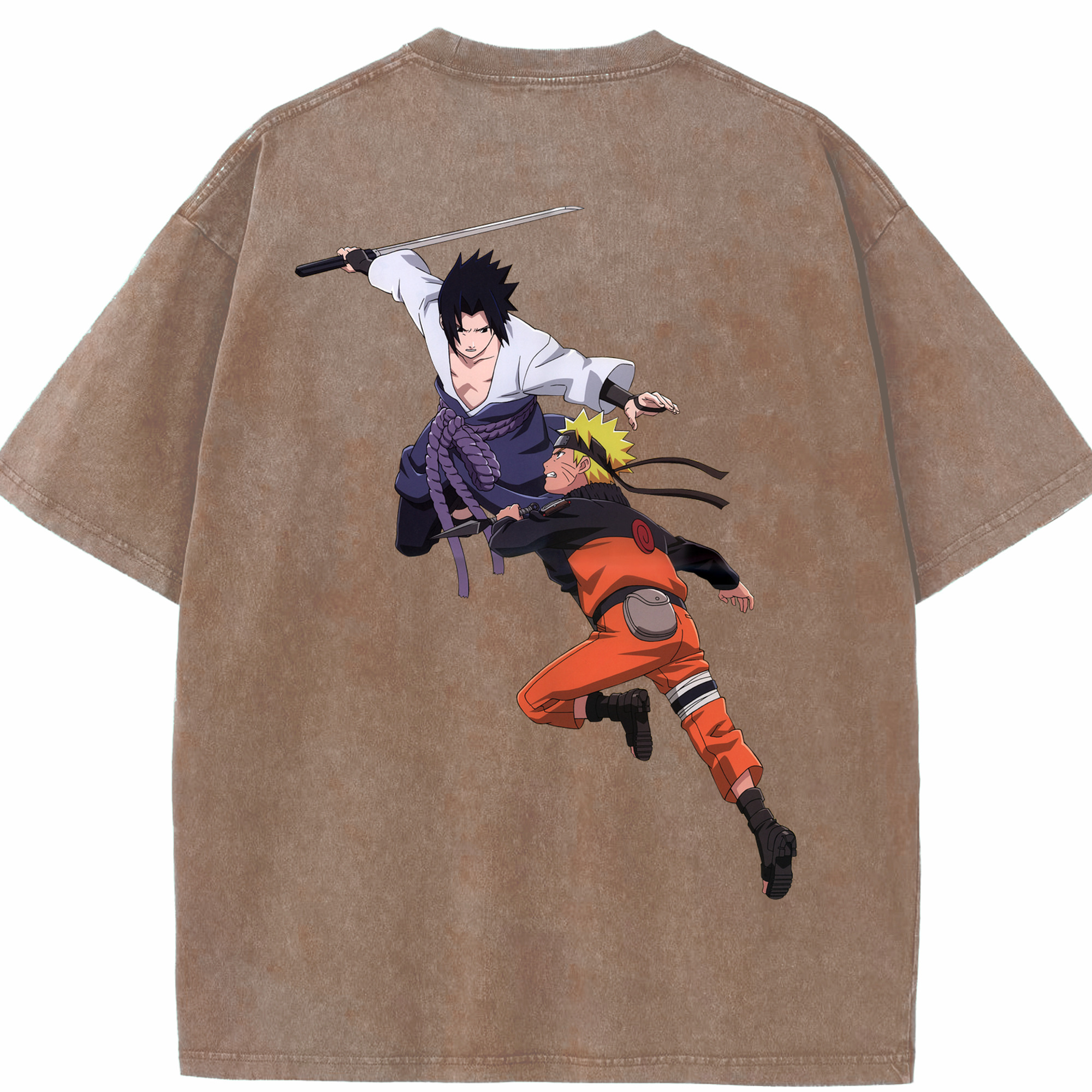 （画像用） NARUTO -ナルト- うちは サスケ Uchiha Sasuke 綿100% ヴィンテージ風 半袖Tシャツ（背面プリント）