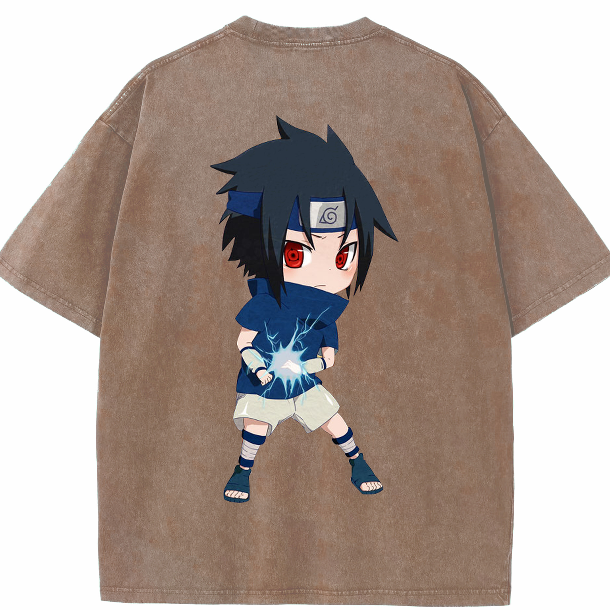 （画像用） NARUTO -ナルト- うちは サスケ Uchiha Sasuke 綿100% ヴィンテージ風 半袖Tシャツ（背面プリント）