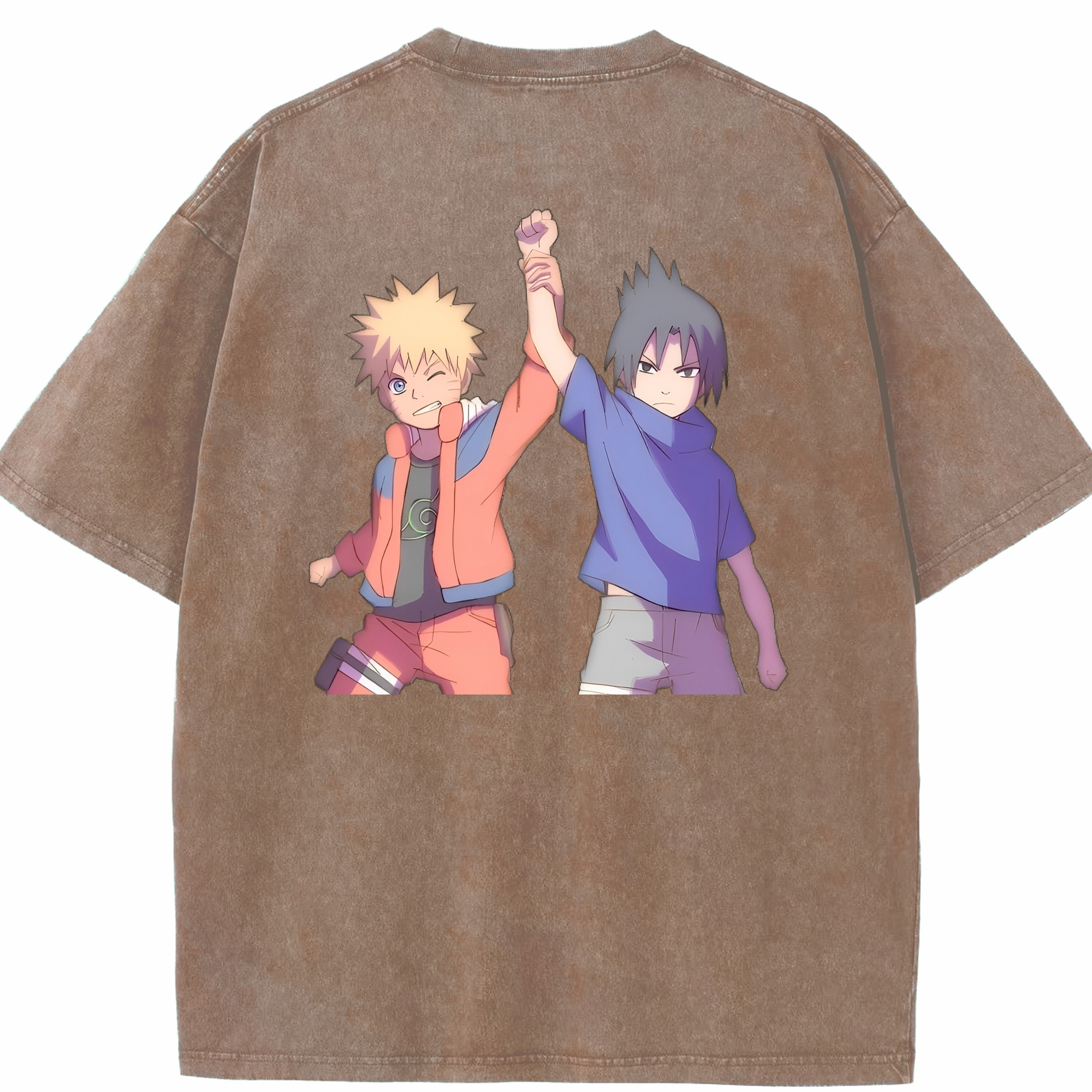 （画像用） NARUTO -ナルト- うちは サスケ Uchiha Sasuke 綿100% ヴィンテージ風 半袖Tシャツ（背面プリント）