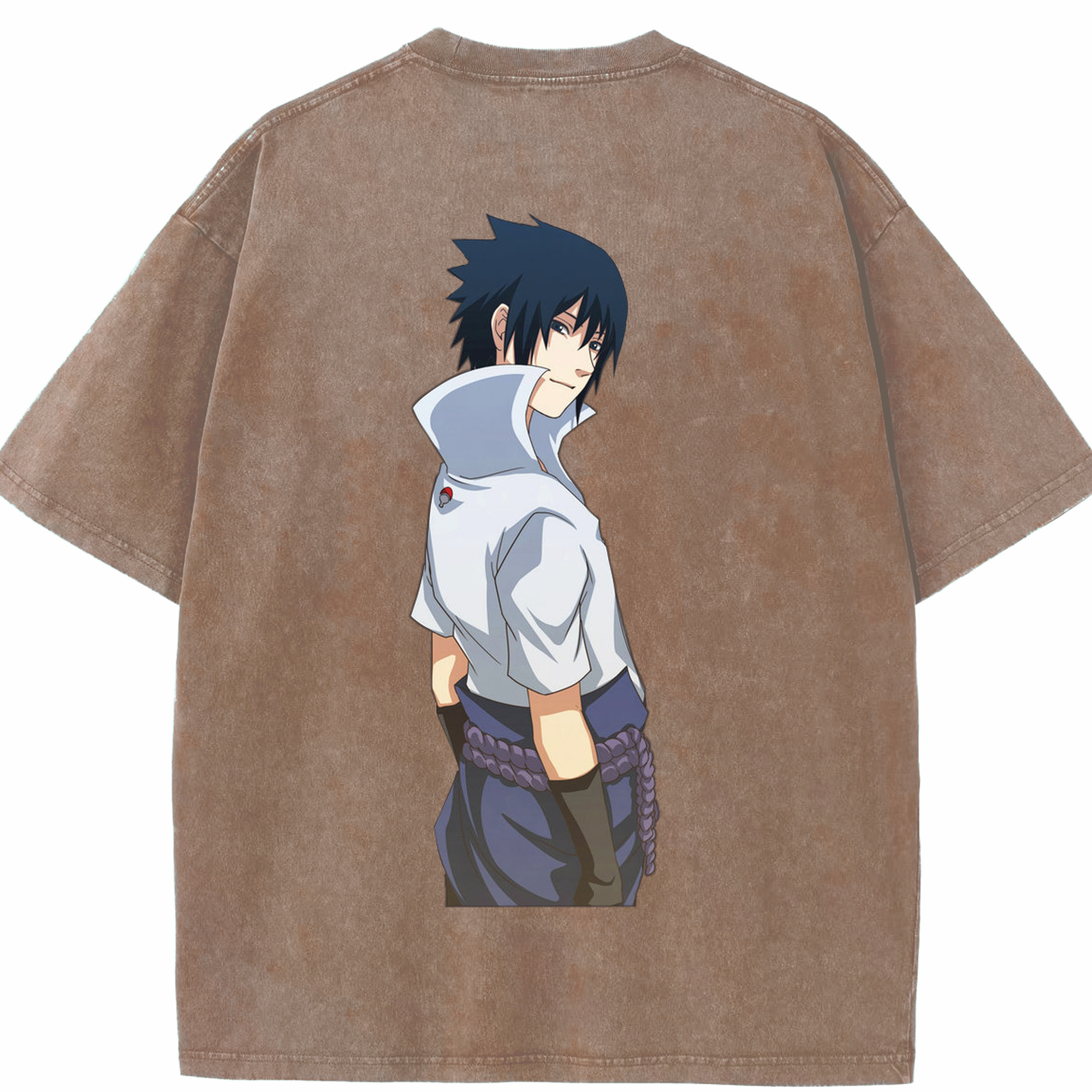（画像用） NARUTO -ナルト- うちは サスケ Uchiha Sasuke 綿100% ヴィンテージ風 半袖Tシャツ（背面プリント）