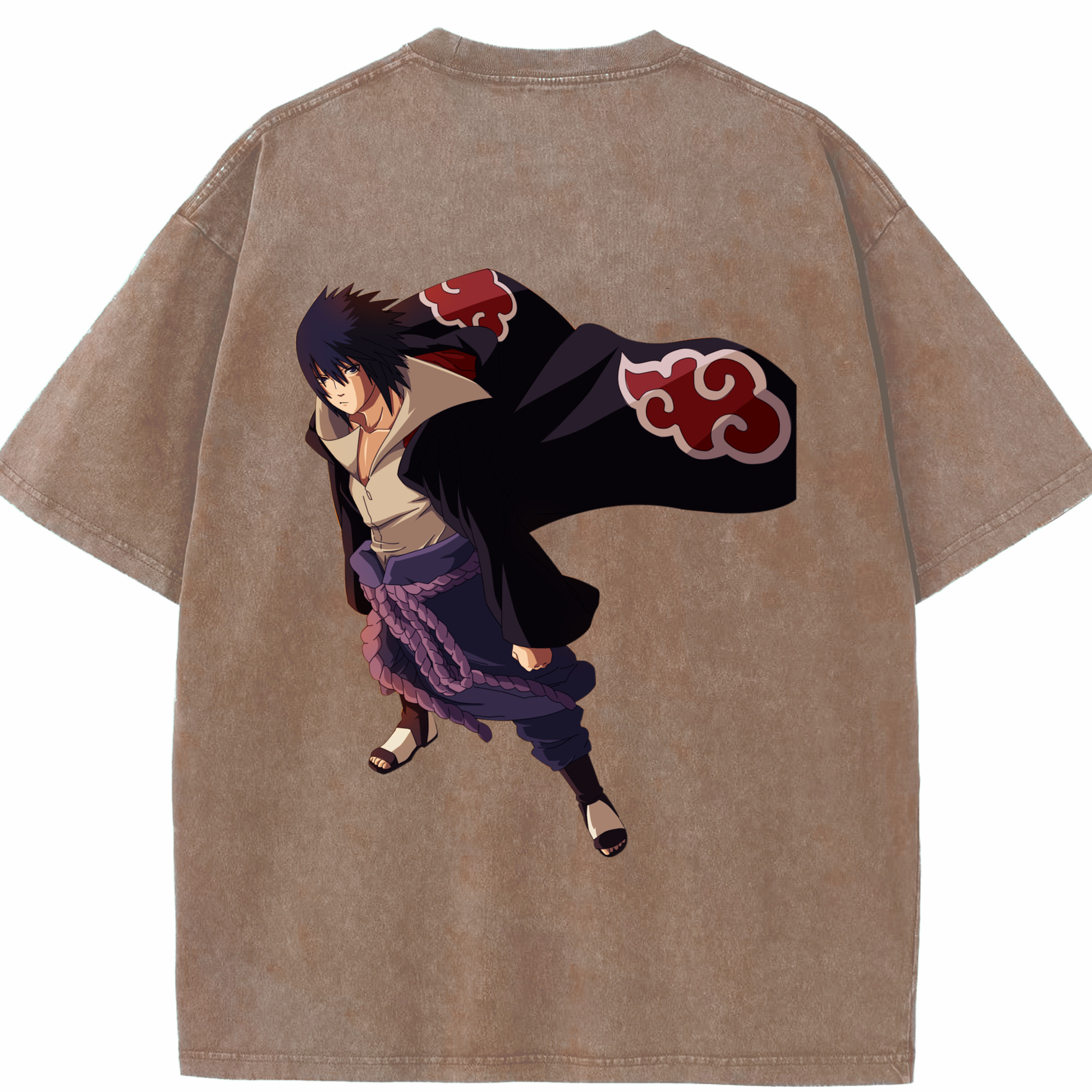 （画像用） NARUTO -ナルト- うちは サスケ Uchiha Sasuke 綿100% ヴィンテージ風 半袖Tシャツ（背面プリント）
