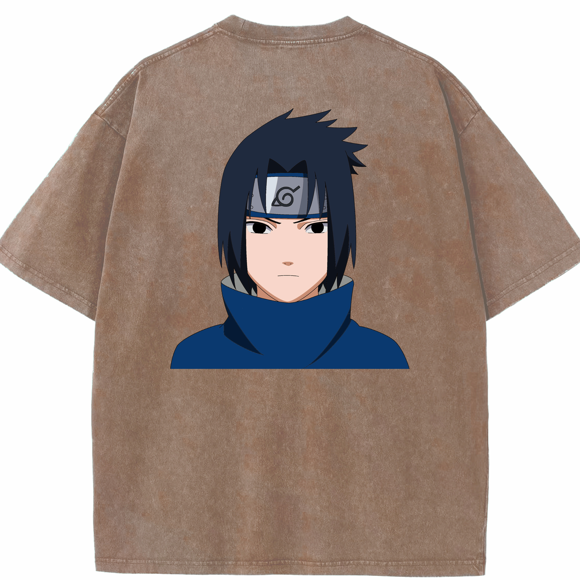（画像用） NARUTO -ナルト- うちは サスケ Uchiha Sasuke 綿100% ヴィンテージ風 半袖Tシャツ（背面プリント）