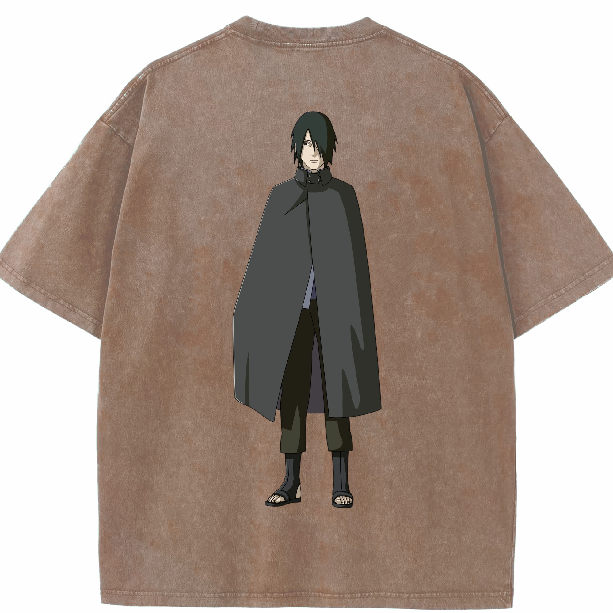（画像用） NARUTO -ナルト- うちは サスケ Uchiha Sasuke 綿100% ヴィンテージ風 半袖Tシャツ（背面プリント）