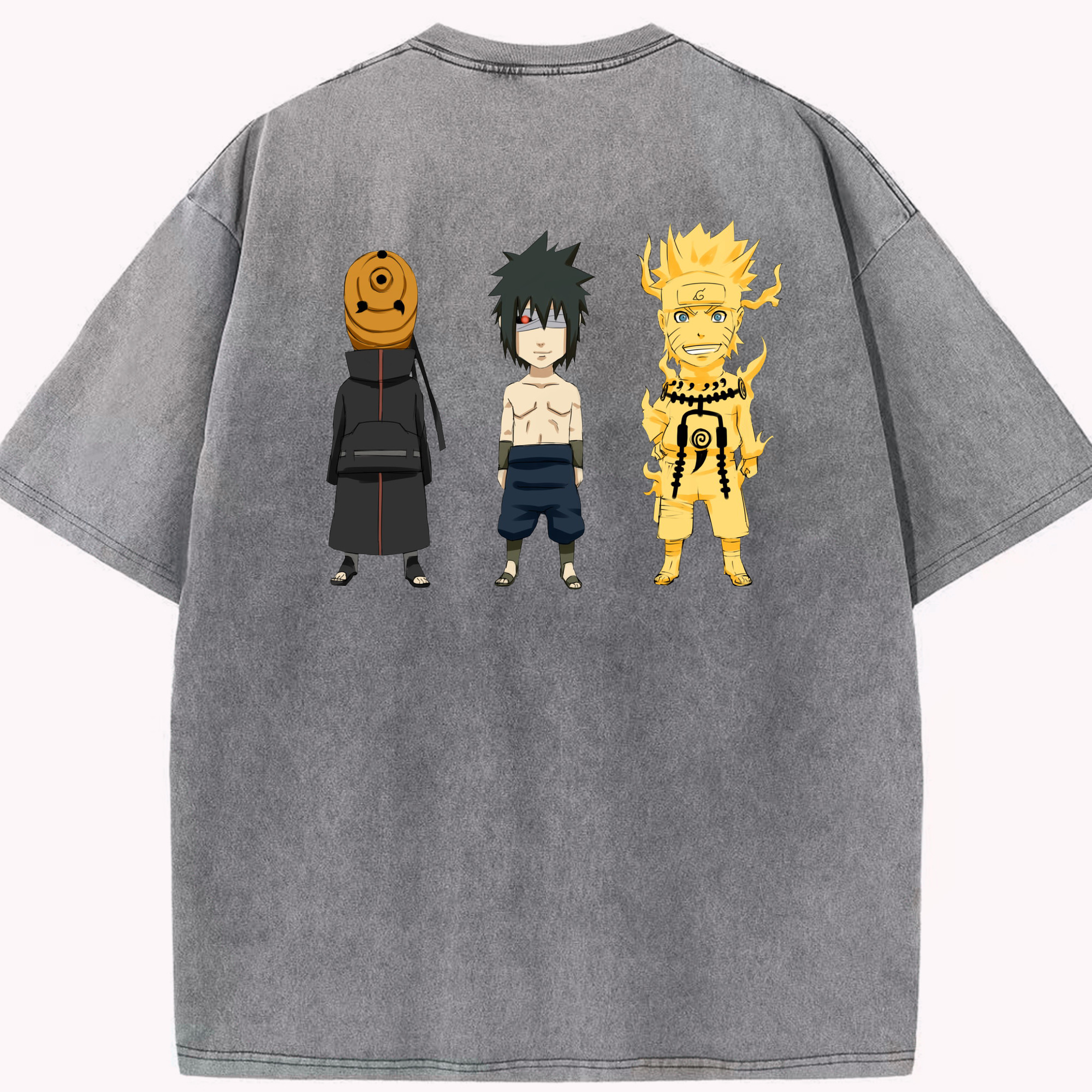 （画像用） NARUTO -ナルト- うちは サスケ Uchiha Sasuke 綿100% ヴィンテージ風 半袖Tシャツ（背面プリント）
