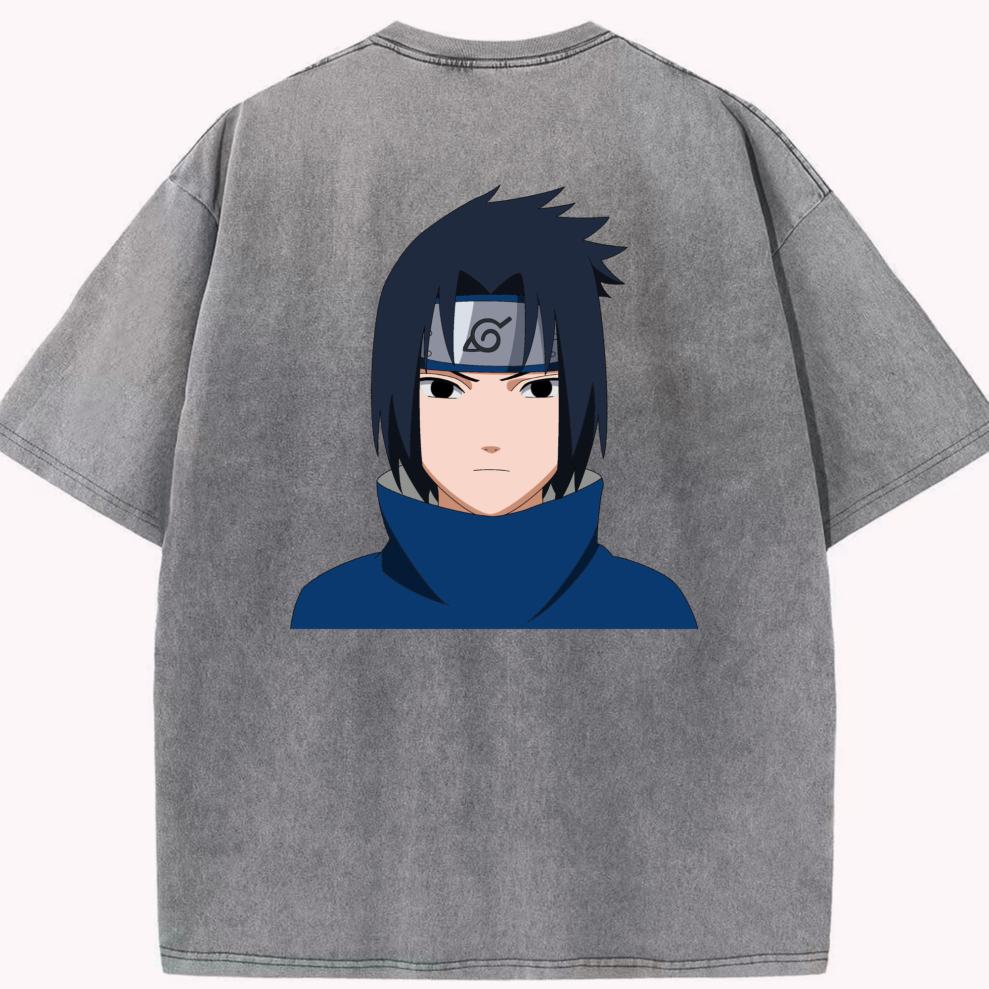 （画像用） NARUTO -ナルト- うちは サスケ Uchiha Sasuke 綿100% ヴィンテージ風 半袖Tシャツ（背面プリント）