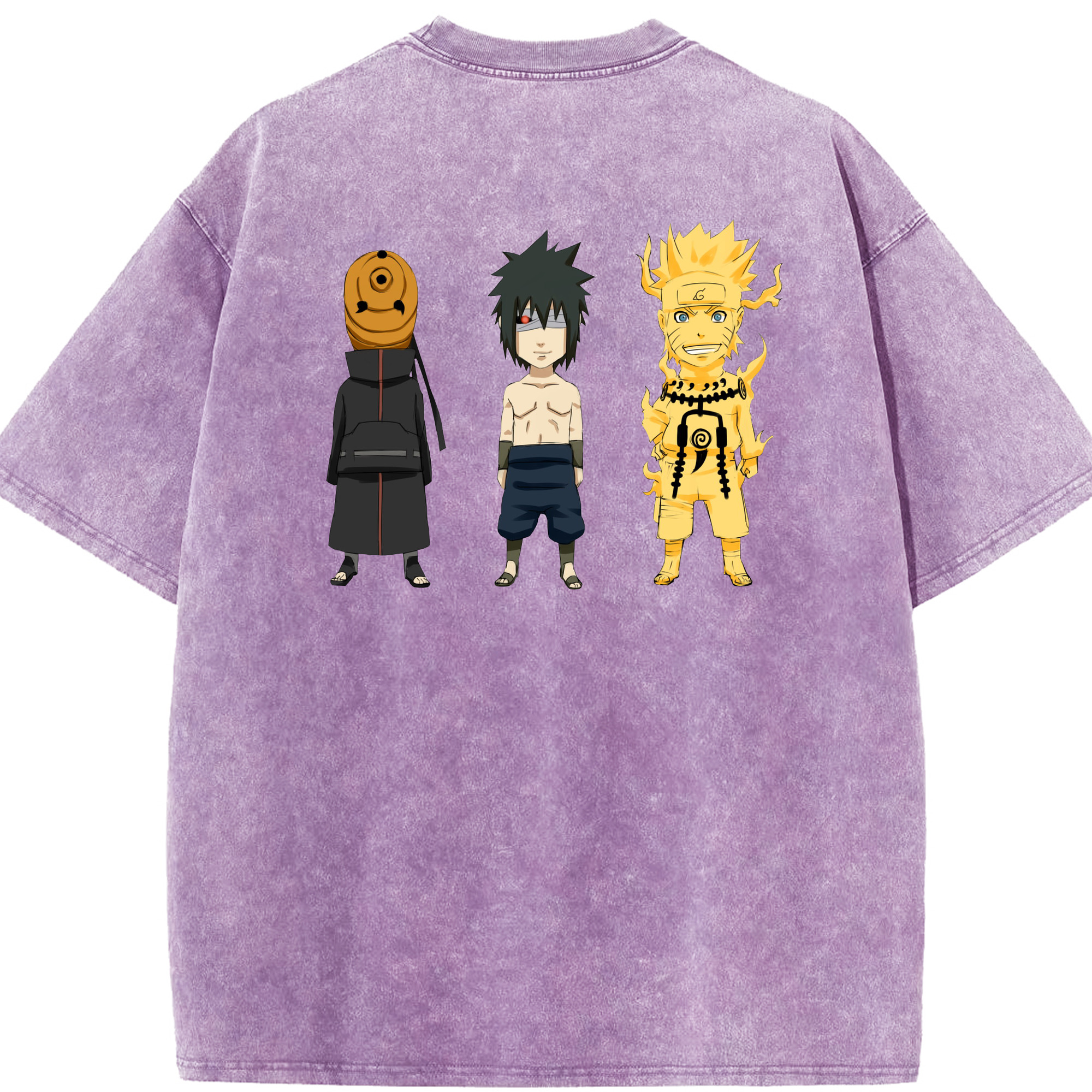（画像用） NARUTO -ナルト- うちは サスケ Uchiha Sasuke 綿100% ヴィンテージ風 半袖Tシャツ（背面プリント）