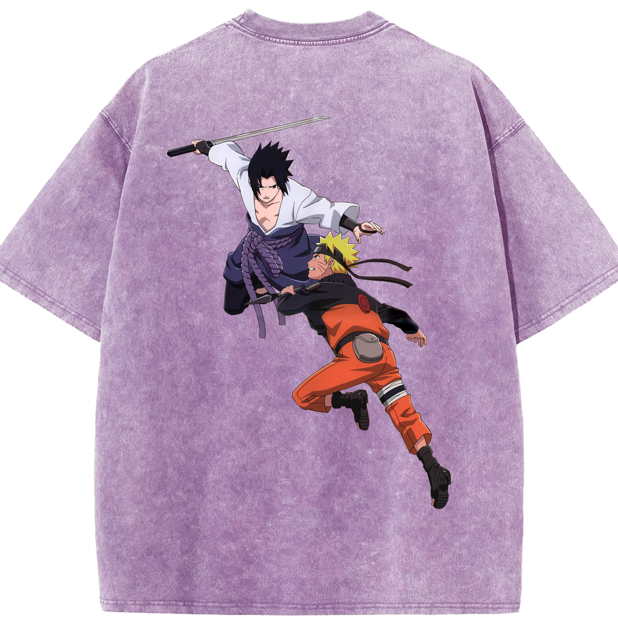 （画像用） NARUTO -ナルト- うちは サスケ Uchiha Sasuke 綿100% ヴィンテージ風 半袖Tシャツ（背面プリント）