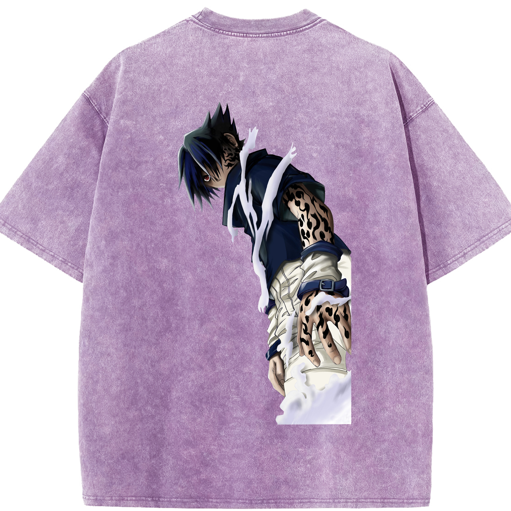 （画像用） NARUTO -ナルト- うちは サスケ Uchiha Sasuke 綿100% ヴィンテージ風 半袖Tシャツ（背面プリント）