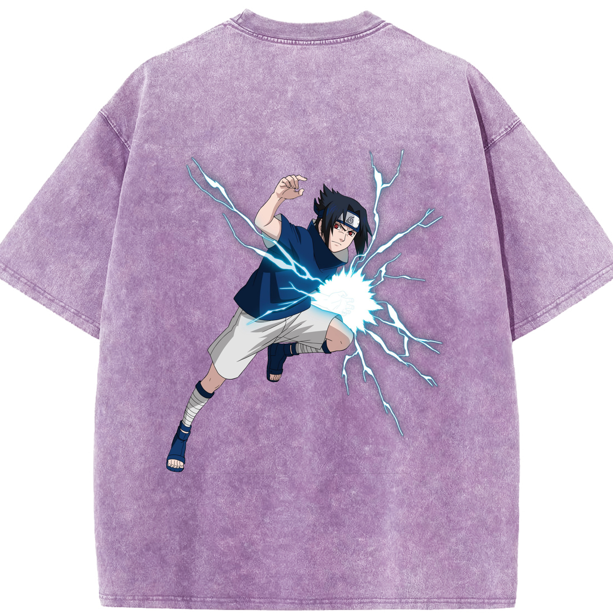 （画像用） NARUTO -ナルト- うちは サスケ Uchiha Sasuke 綿100% ヴィンテージ風 半袖Tシャツ（背面プリント）