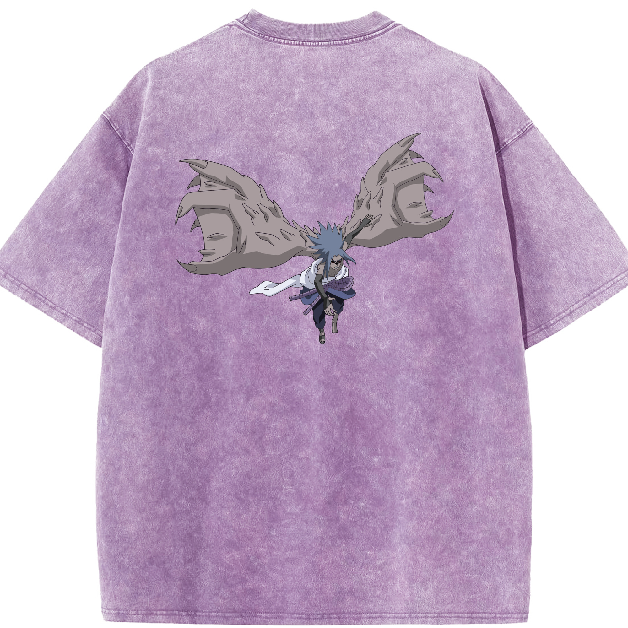 （画像用） NARUTO -ナルト- うちは サスケ Uchiha Sasuke 綿100% ヴィンテージ風 半袖Tシャツ（背面プリント）