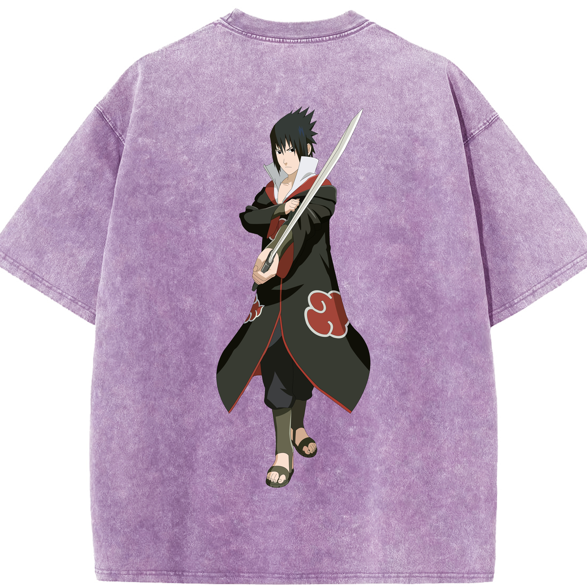 （画像用） NARUTO -ナルト- うちは サスケ Uchiha Sasuke 綿100% ヴィンテージ風 半袖Tシャツ（背面プリント）
