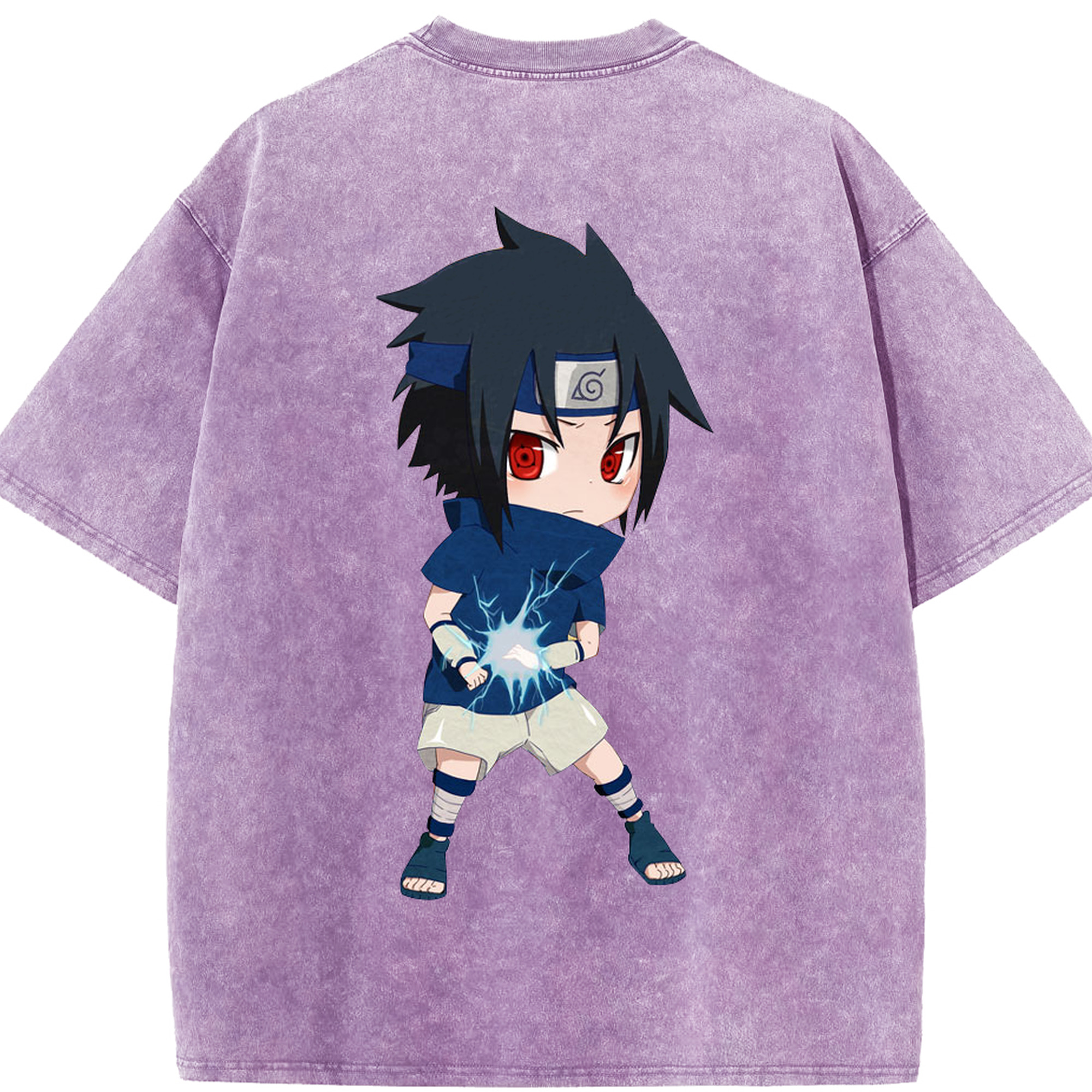 （画像用） NARUTO -ナルト- うちは サスケ Uchiha Sasuke 綿100% ヴィンテージ風 半袖Tシャツ（背面プリント）